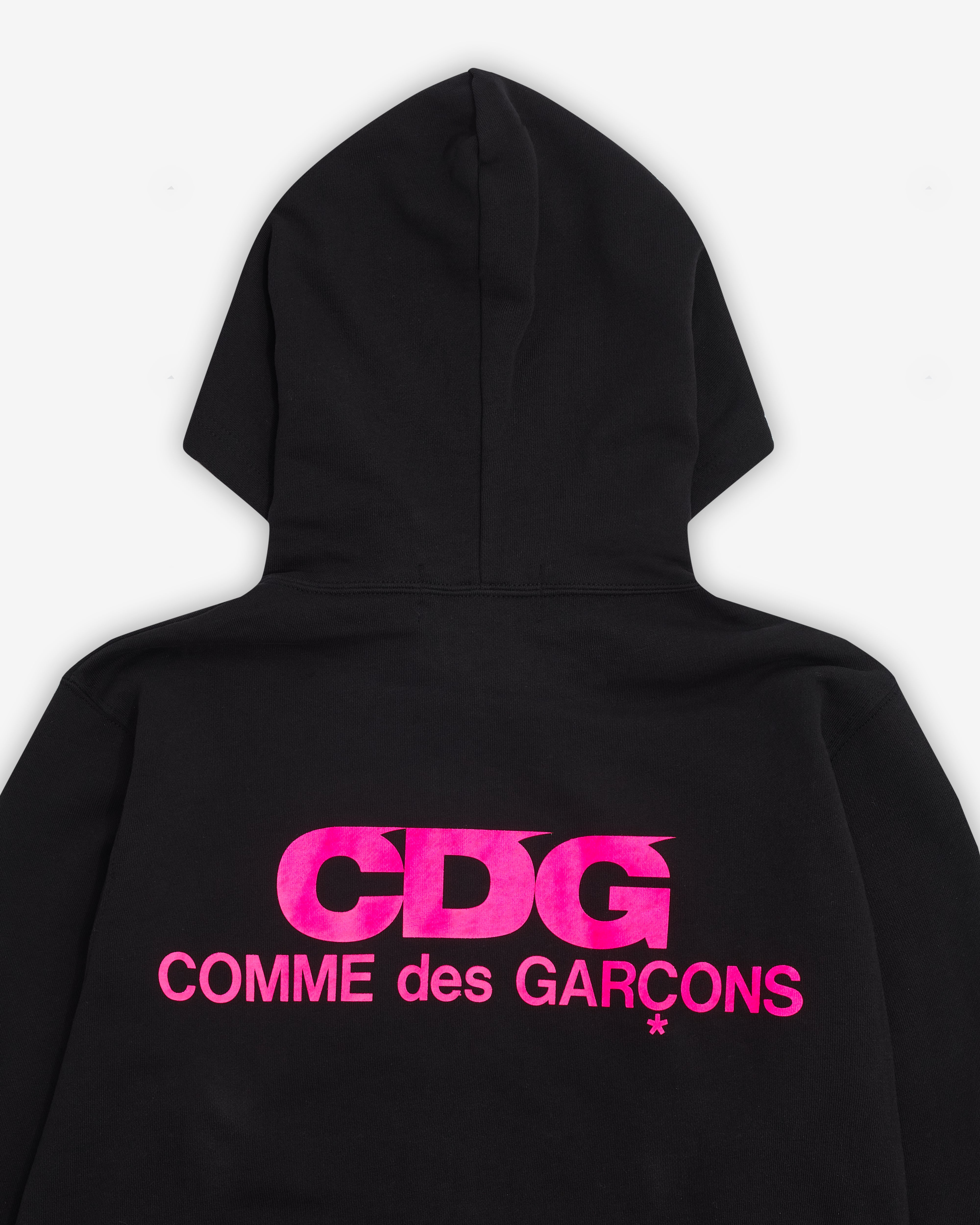 CDG: Fluorescent CDG Logo Zip Hoodie (Black/Pink) | DSMNY E-SHOP