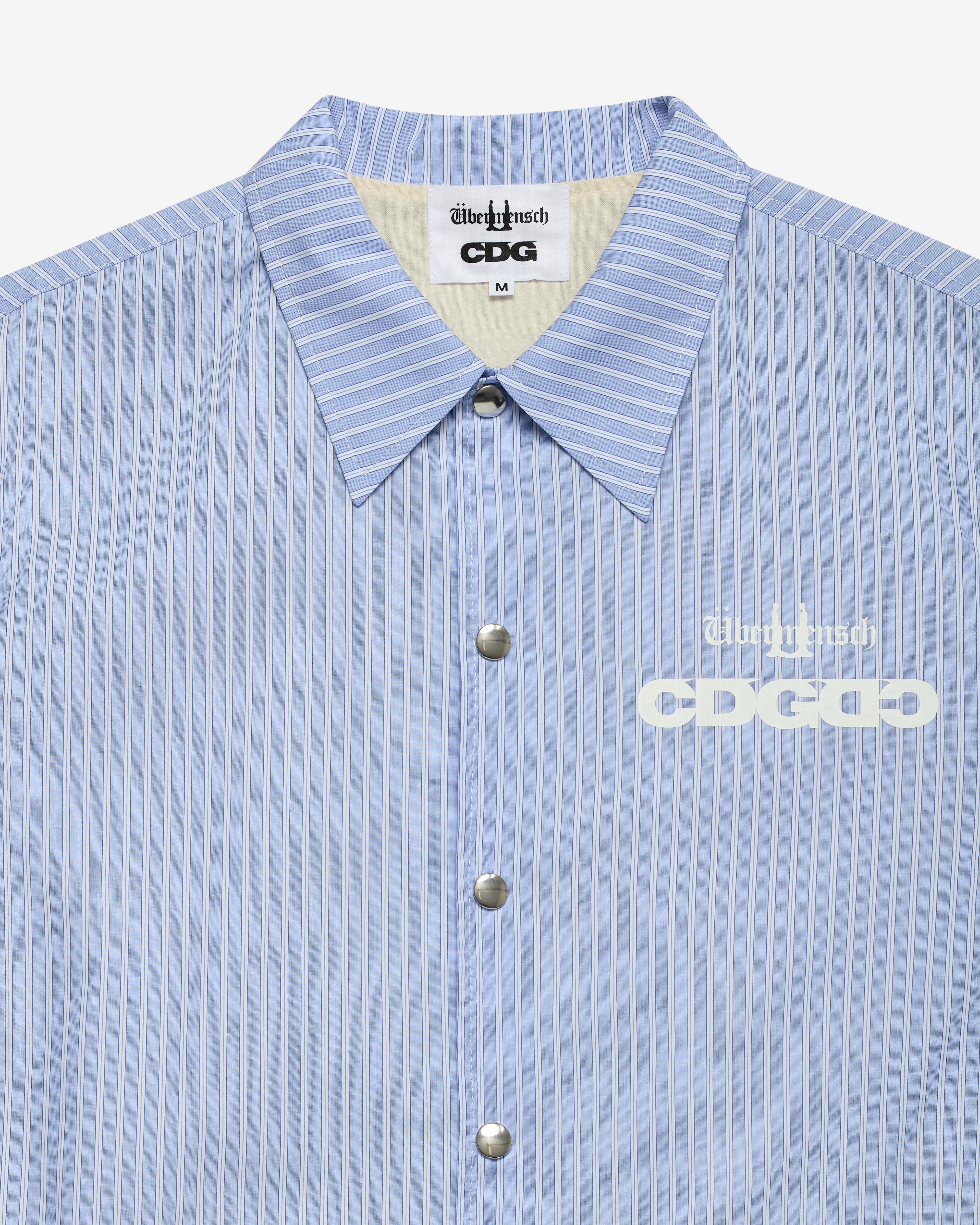 CDG: G-DRAGON Übermensch Striped Over Shirt (Blue) | DSMNY E-SHOP