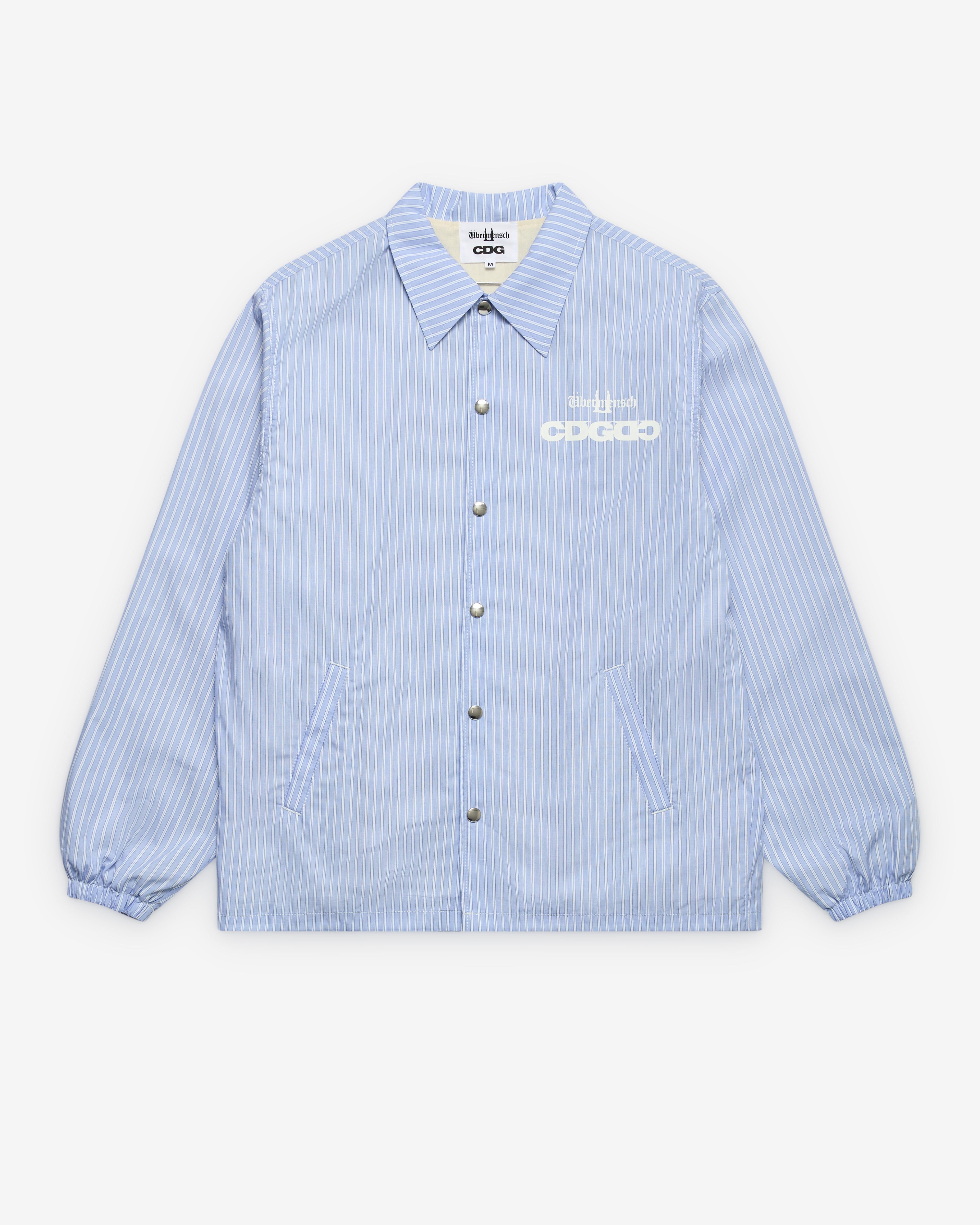 CDG: G-DRAGON Übermensch Striped Over Shirt (Blue) | DSMNY E-SHOP