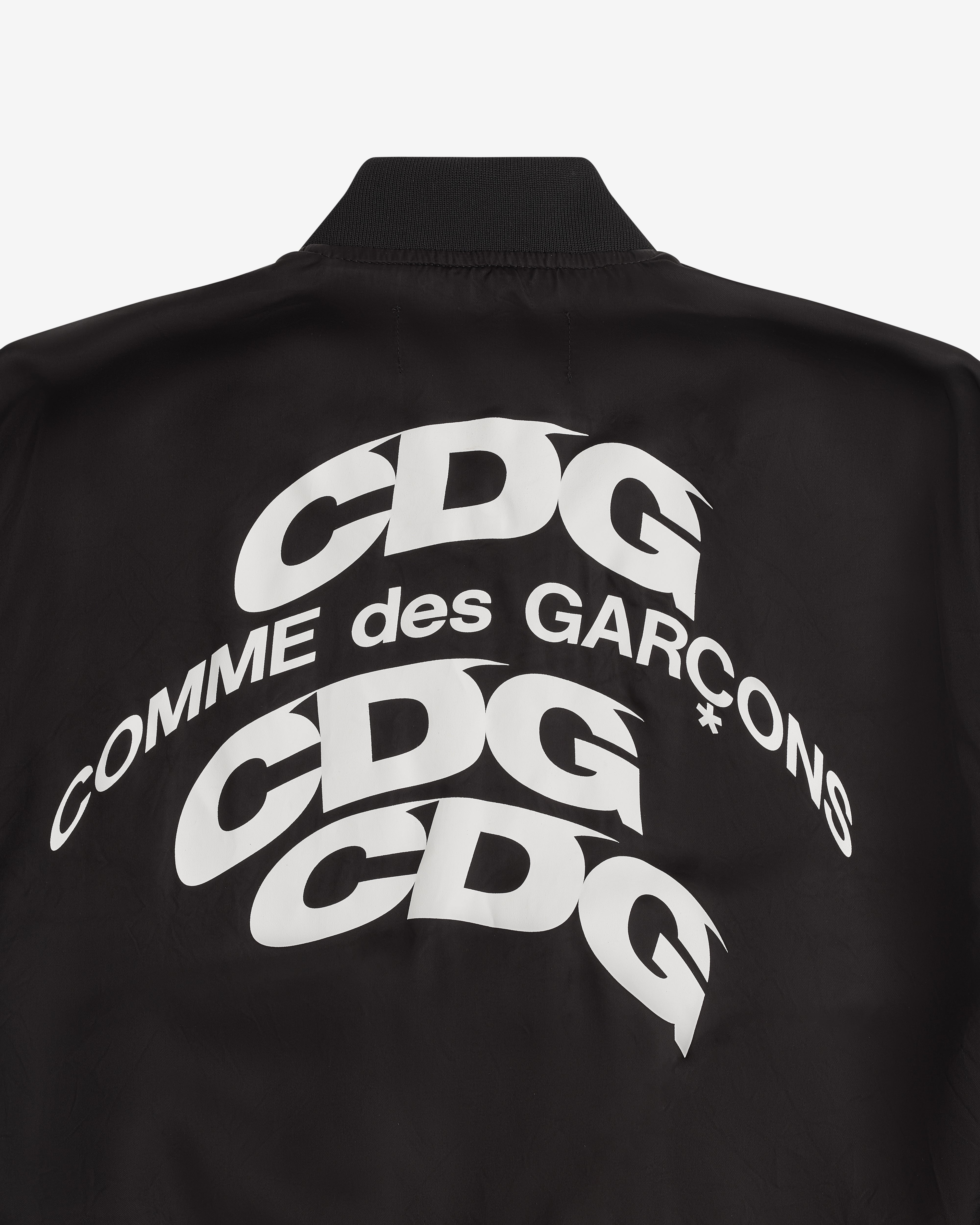 CDG: Warped Logo Bomber Jacket (Black) | DSMNY E-SHOP