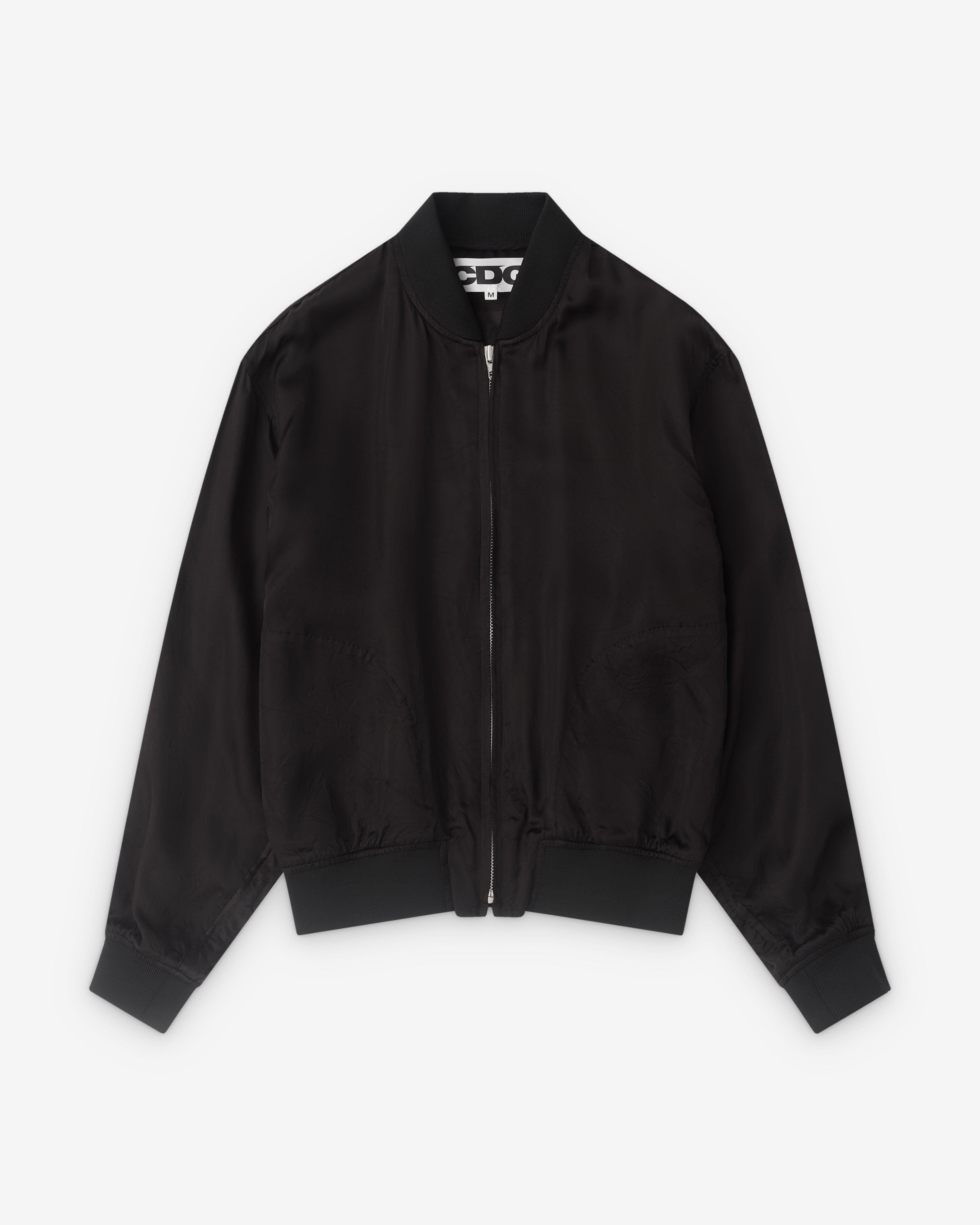 CDG: Warped Logo Bomber Jacket (Black) | DSMNY E-SHOP