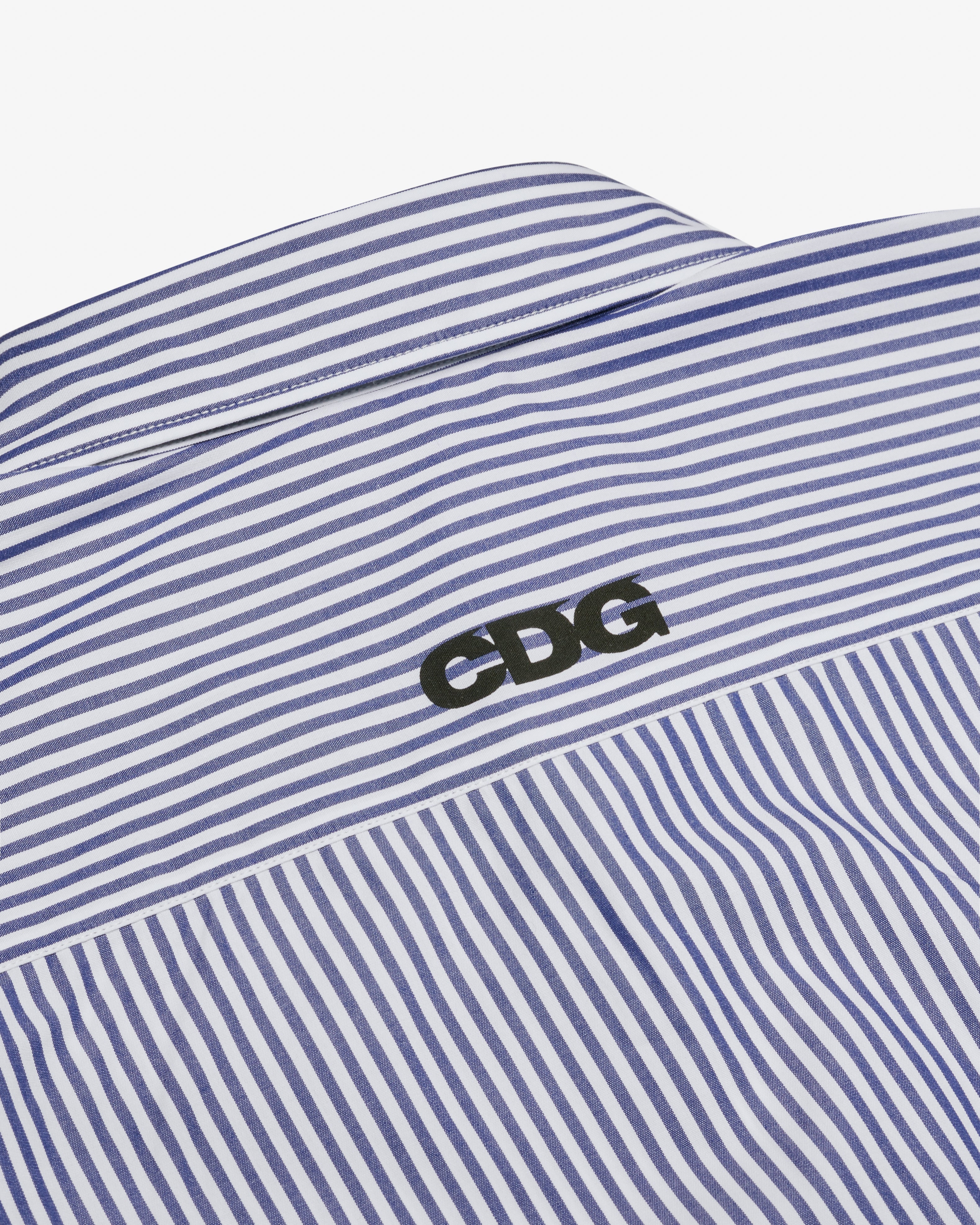 CDG: Logo Cotton Stripe Shirt (Navy) | DSMNY E-SHOP