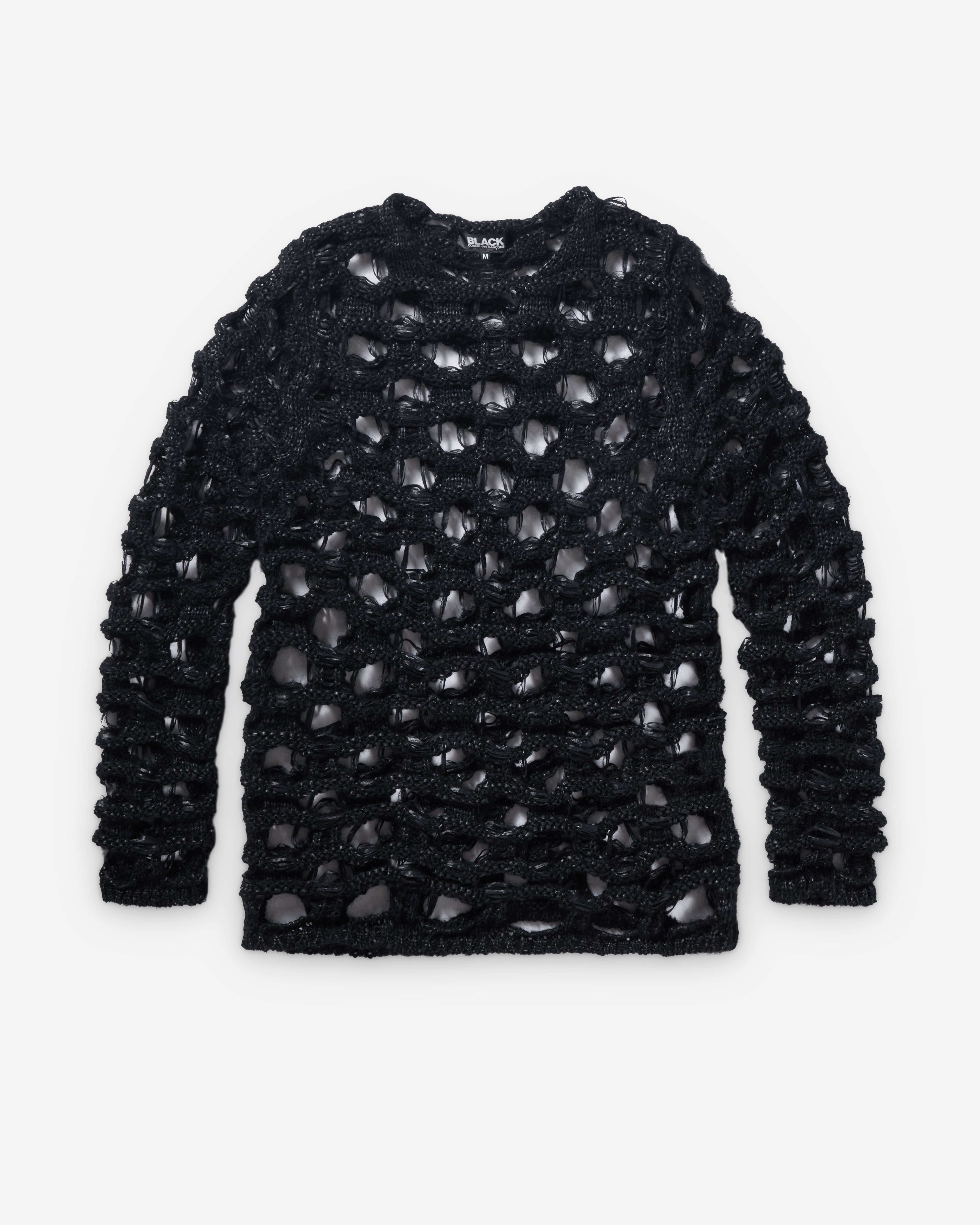 Black Comme des Garçons: Cut Out Mesh Sweater (Black) | DSMNY E-SHOP