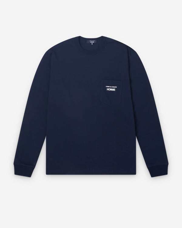 CDG Homme - Men's Long Sleeve Logo T-Shirt - (Navy)