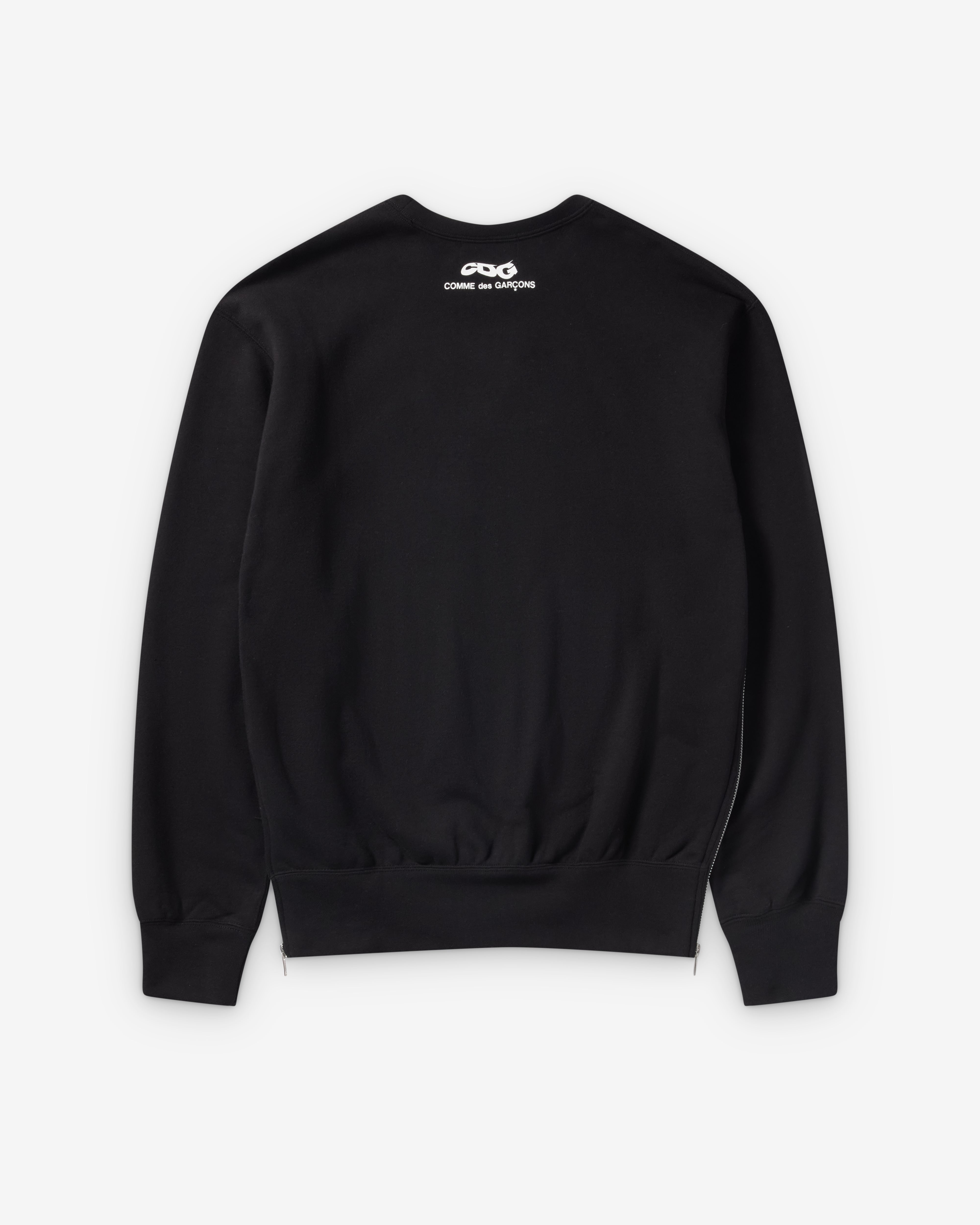 トップス COMME des GARCONS CREW NECK SWEATSHIRT CDG: Crewneck Sweatshirt With Zip (Black) | DSMNY E-SHOP