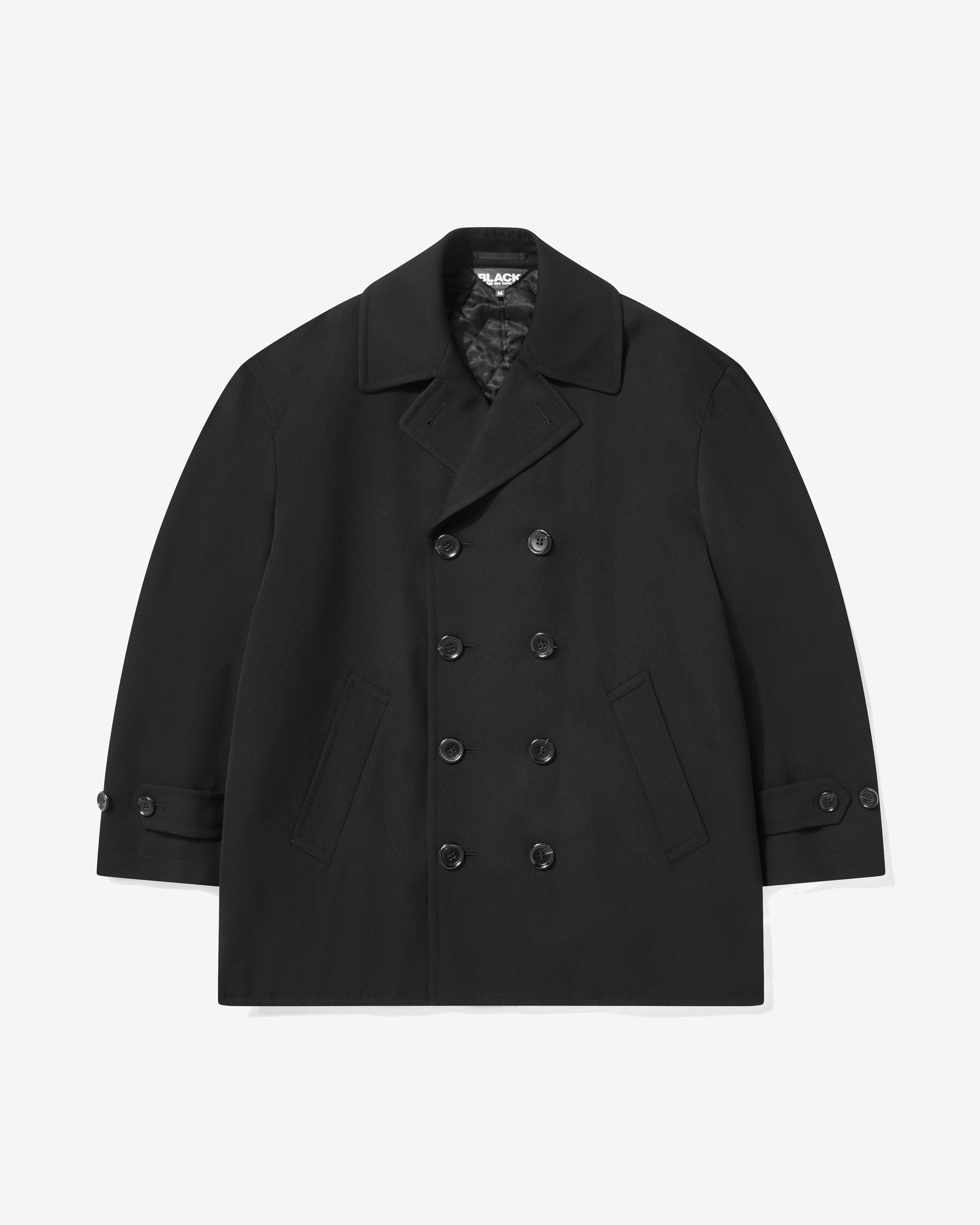 Black Comme des Garcons Double Breasted Wool Coat Black