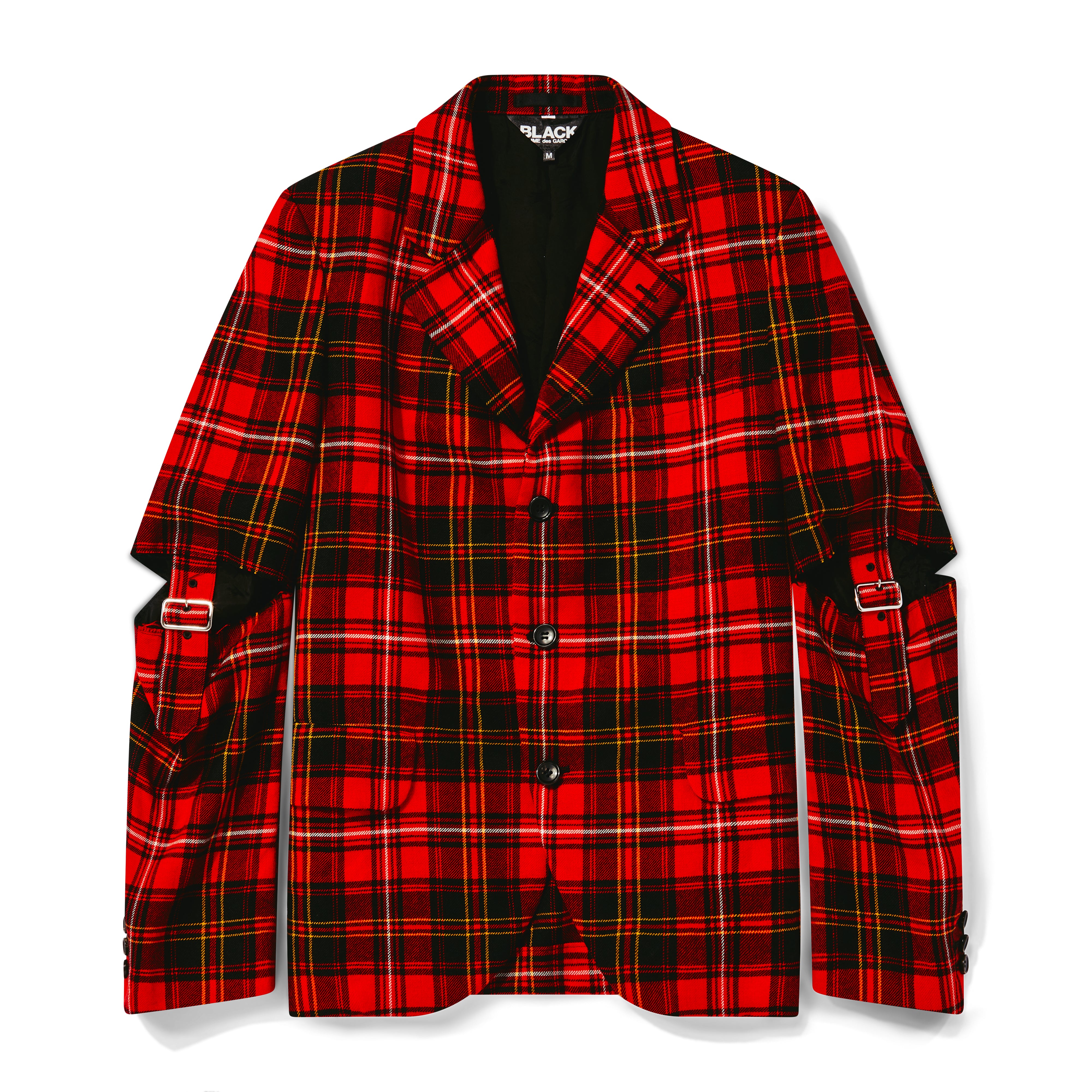 BLACK Comme des Garçons - Tartan Wool Buckled Sleeve Jacket - (Red
