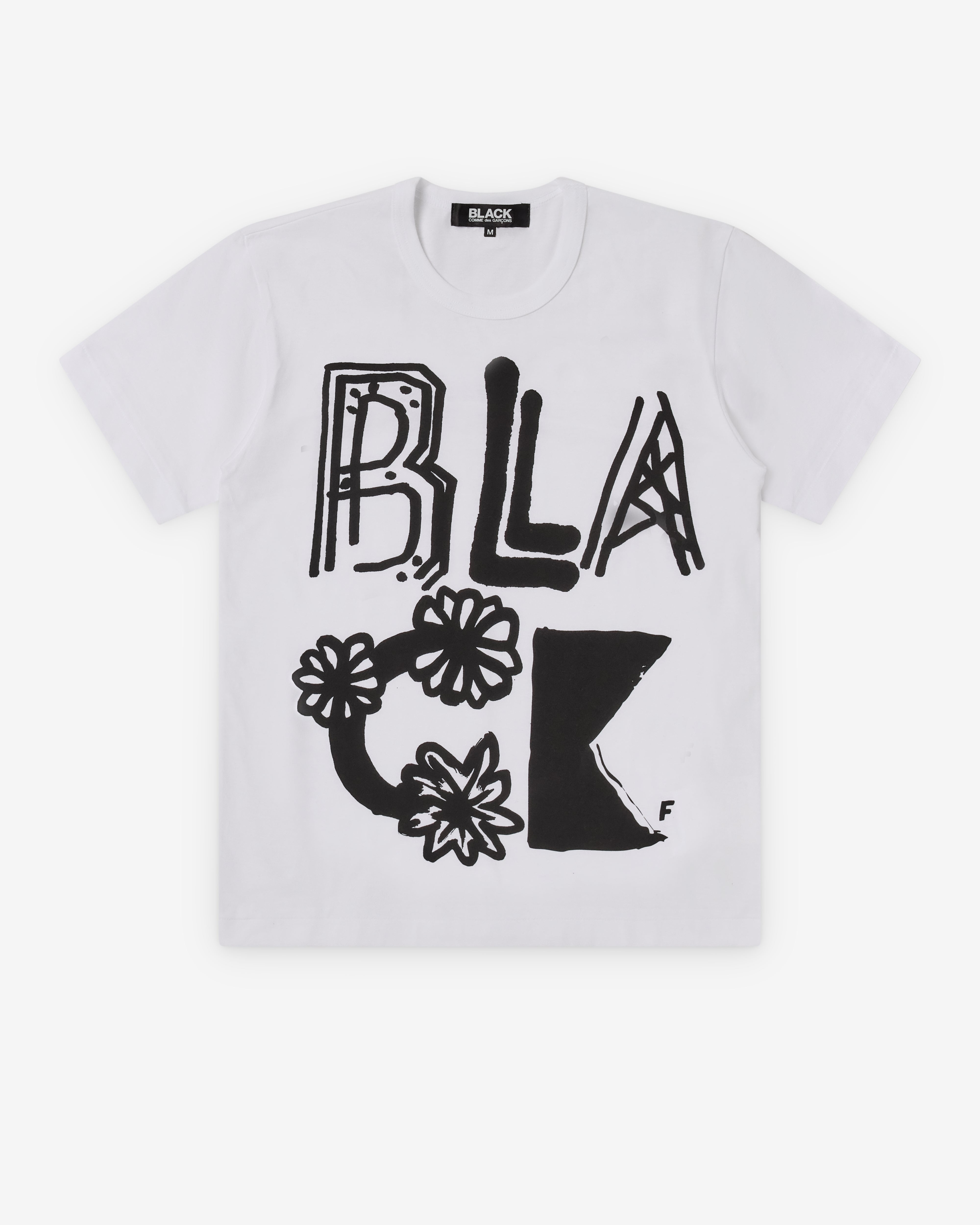 Black Comme des Garçons: Logo T-Shirt (White/Black) | DSMNY E-SHOP