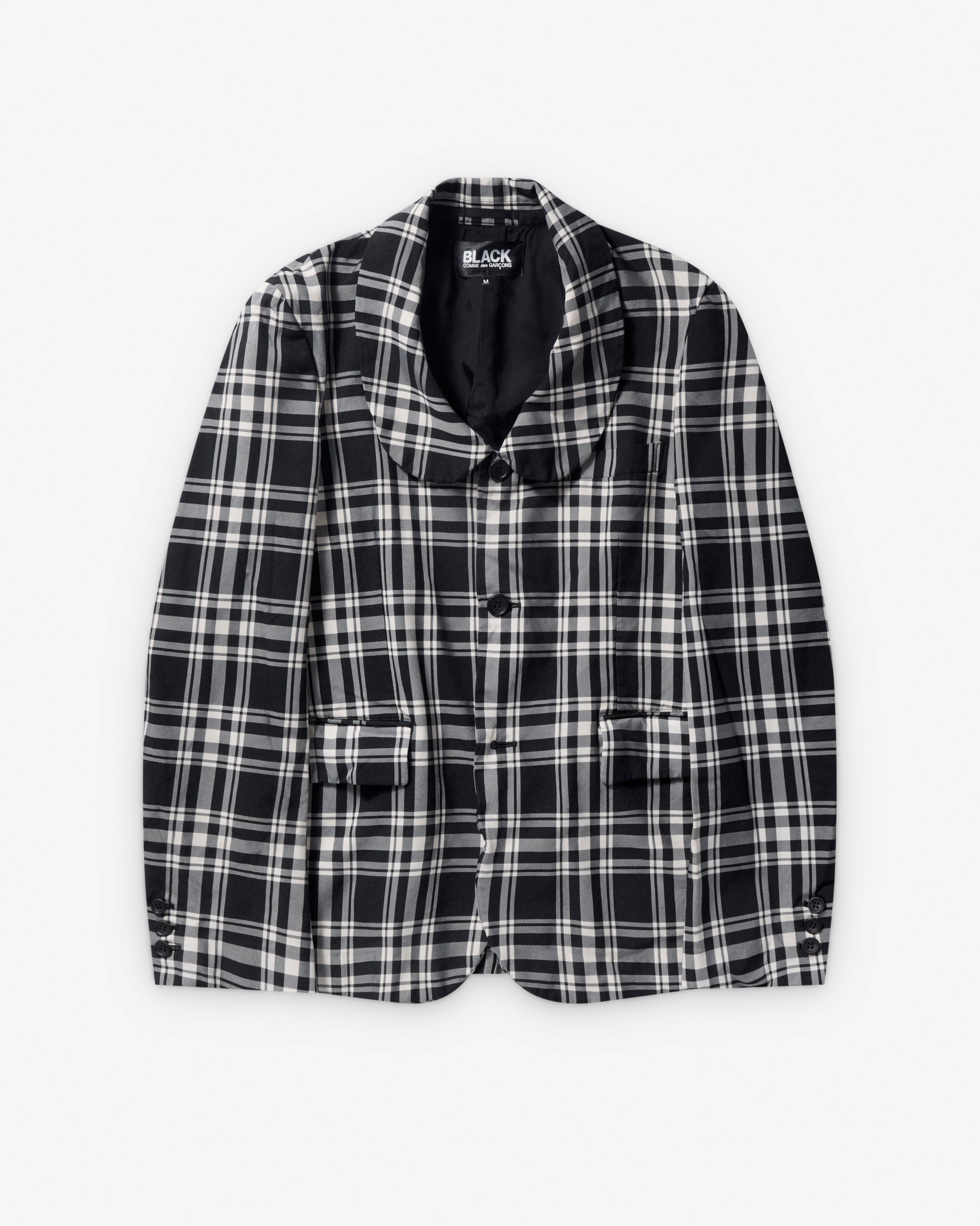 【COMME des GARÇONS】Check jacket Black Comme des Garçons: Check Single Breasted Jacket (Black/White