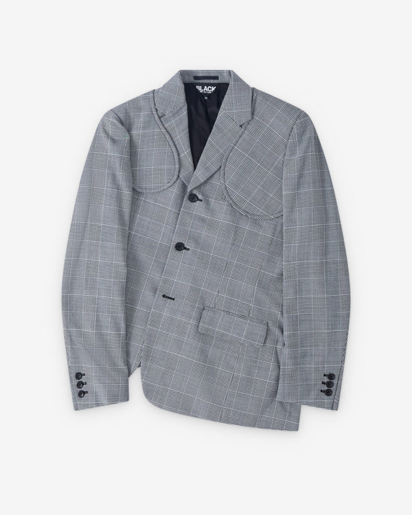 Black Comme des Garçons - Houndstooth Asymmetric Check Blazer - (Black/White)