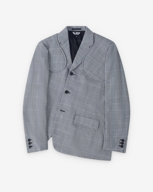 Black Comme des Garçons - Houndstooth Asymmetric Check Blazer - (Black/White)
