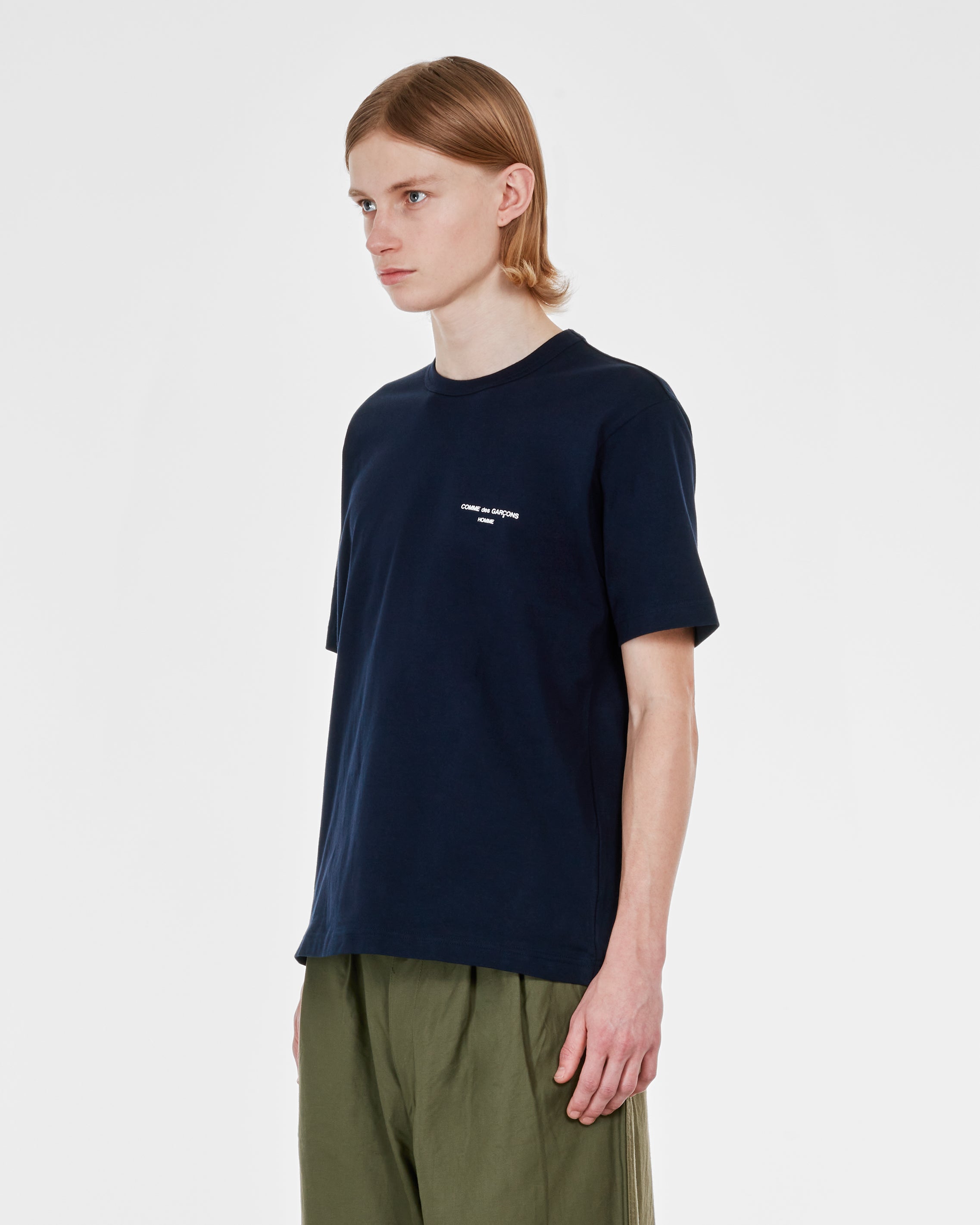 Comme des Garcons Homme Men s Logo T Shirt Navy DSMNY E SHOP