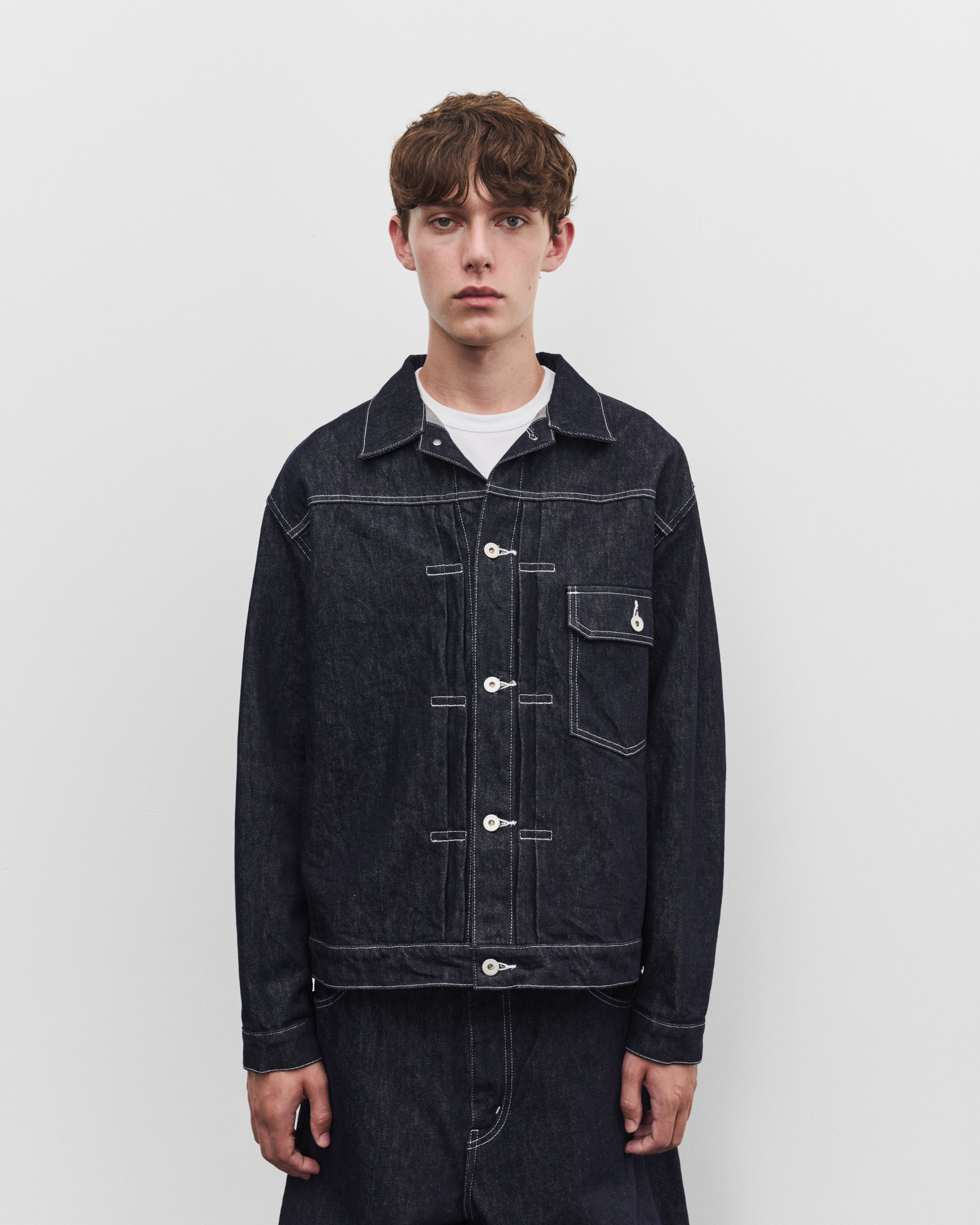CDG Homme: Men's Denim Jacket (Navy/White) | DSMNY E-SHOP