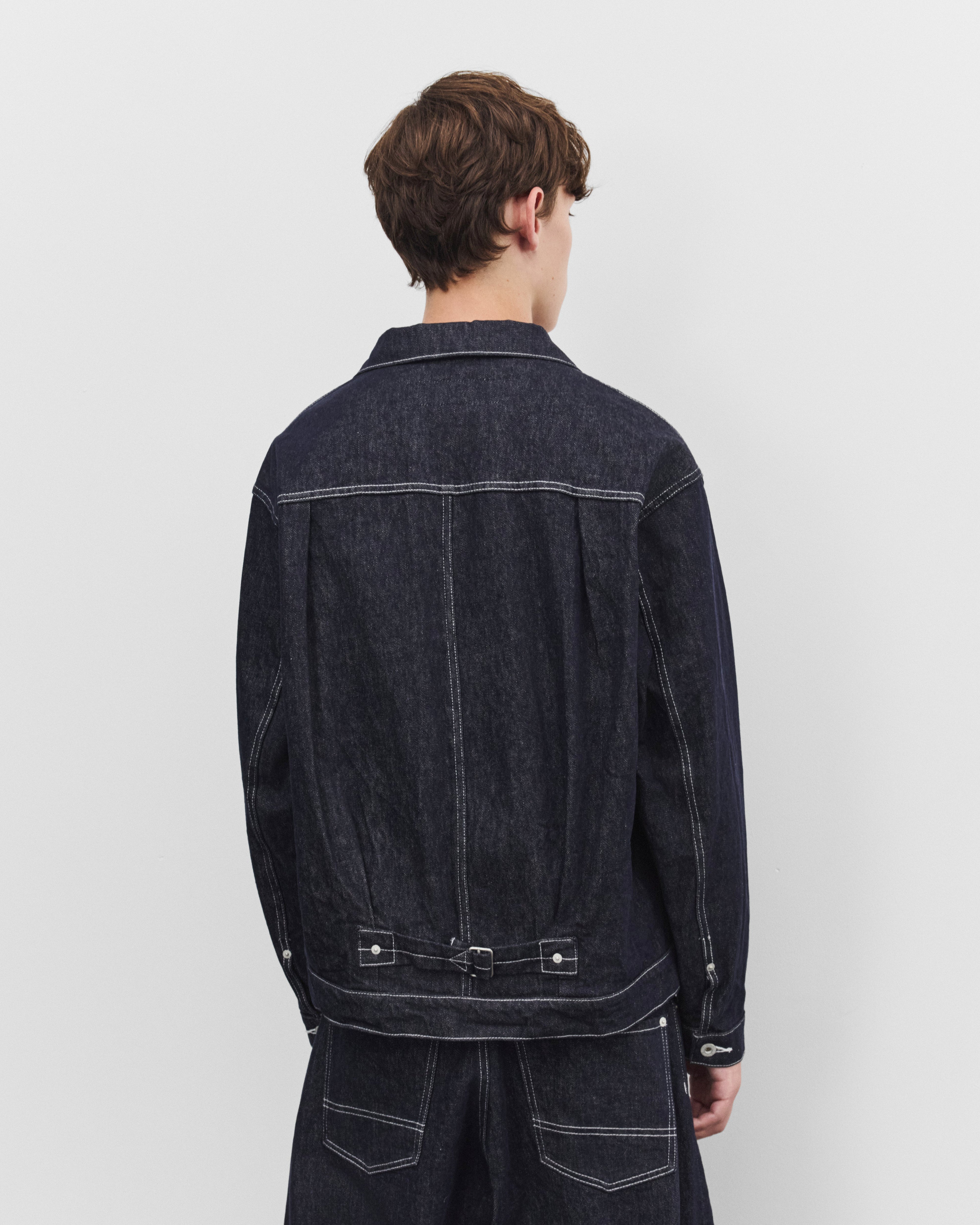 CDG Homme: Men's Denim Jacket (Navy/White) | DSMNY E-SHOP