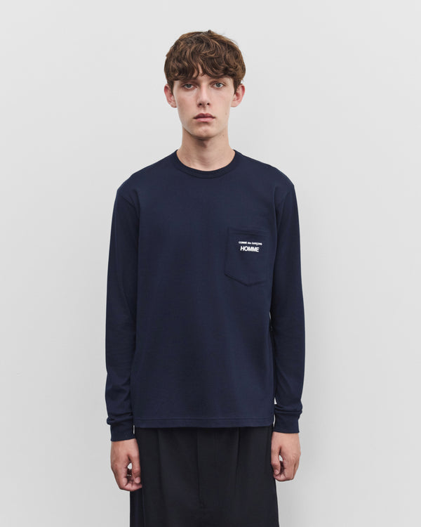 CDG Homme - Men's Long Sleeve Logo T-Shirt - (Navy)