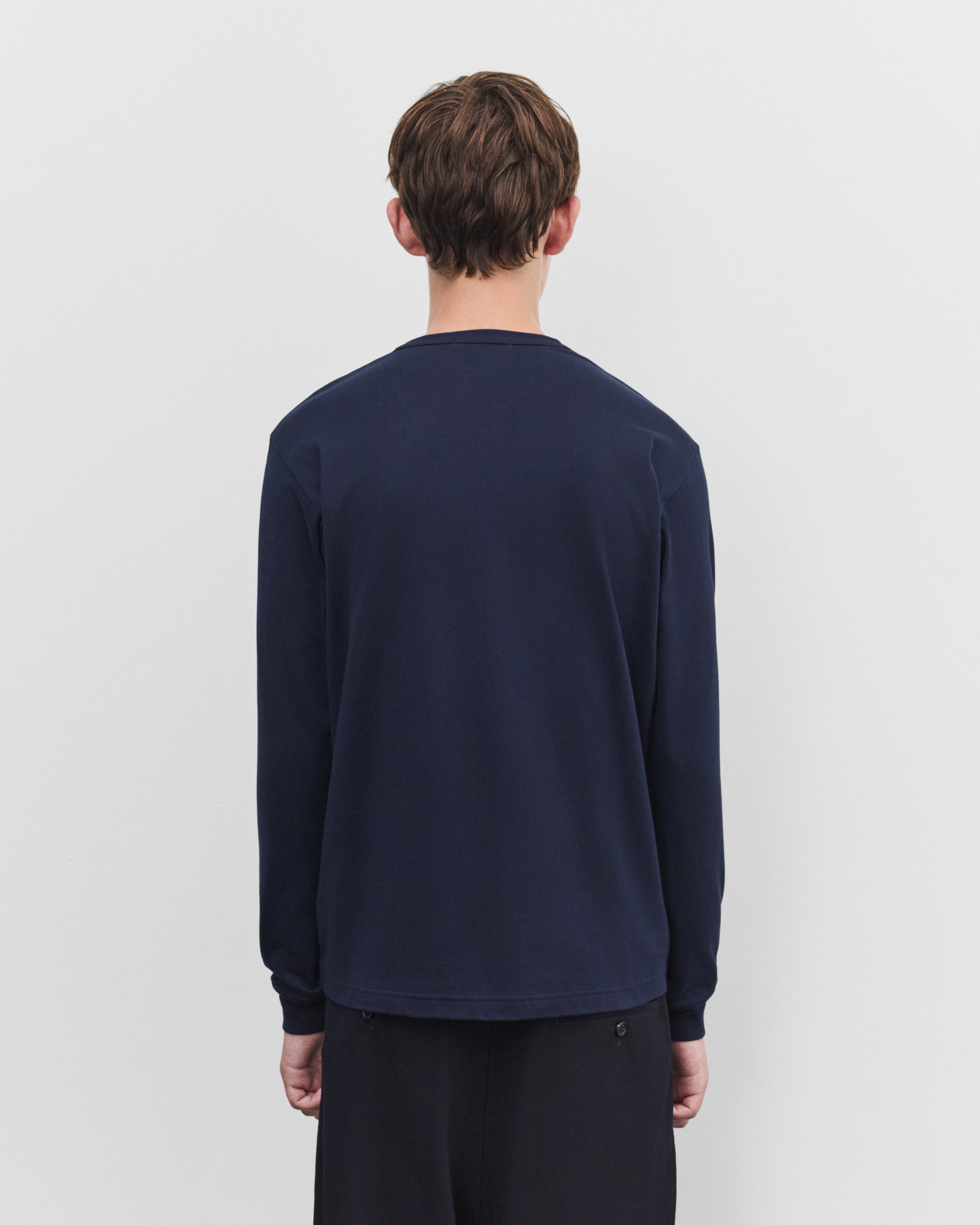 CDG Homme: Men's Long Sleeve Logo T-Shirt (Navy) | DSMNY E-SHOP