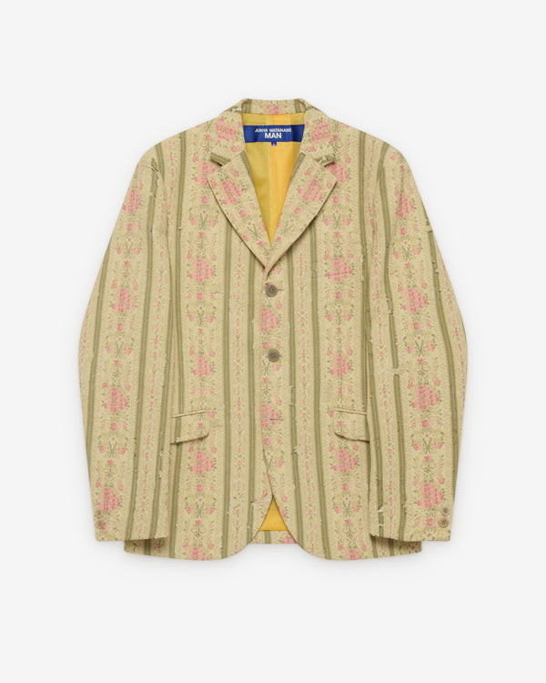 Junya Watanabe Man - Men's Floral Stripe Blazer - (Cream/Green/Pink)