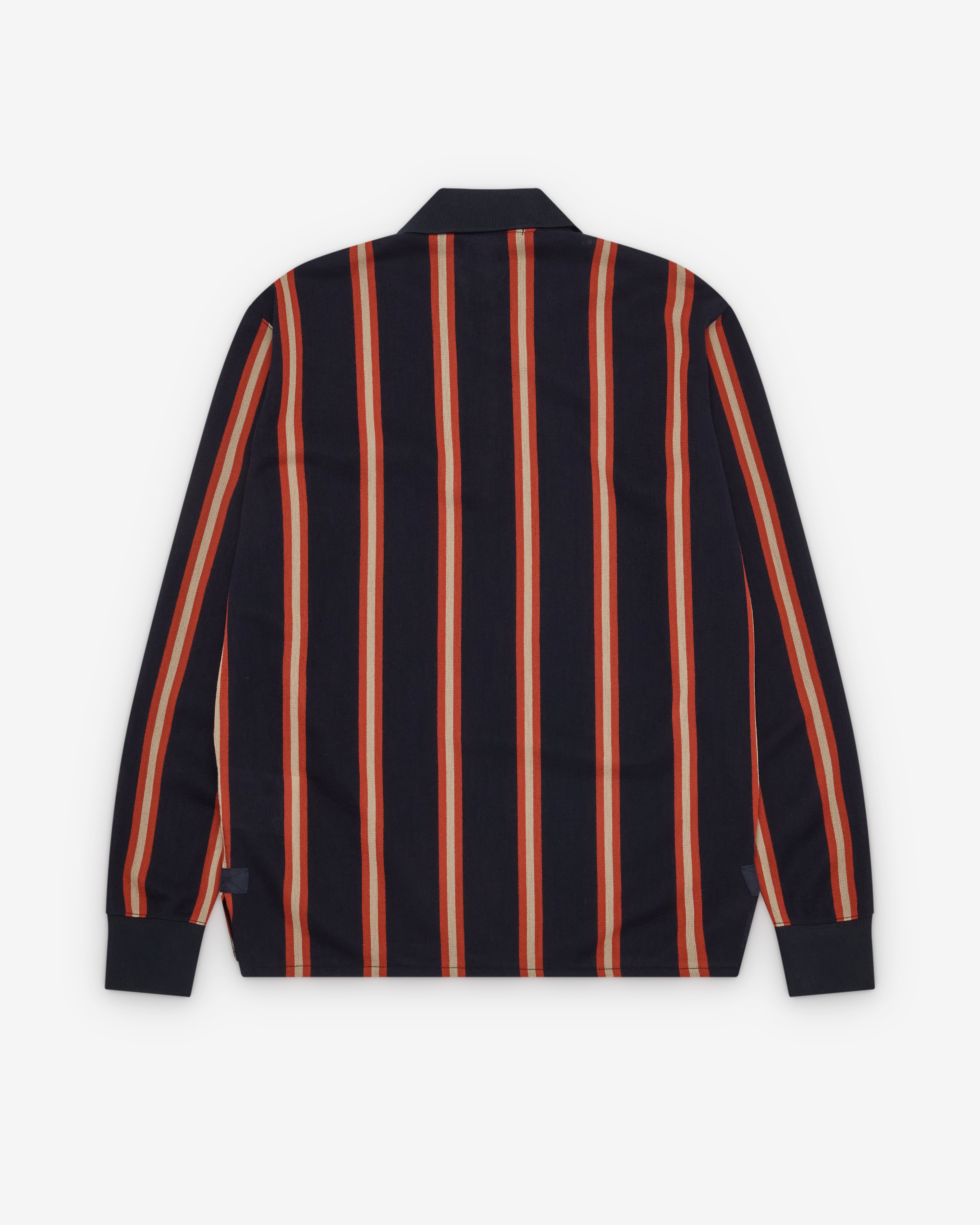 トップス JUNYA WATANABE MAN Halter Neck top Junya Watanabe Man: Men's Striped Knit Polo (Navy/Orange) | DSMNY