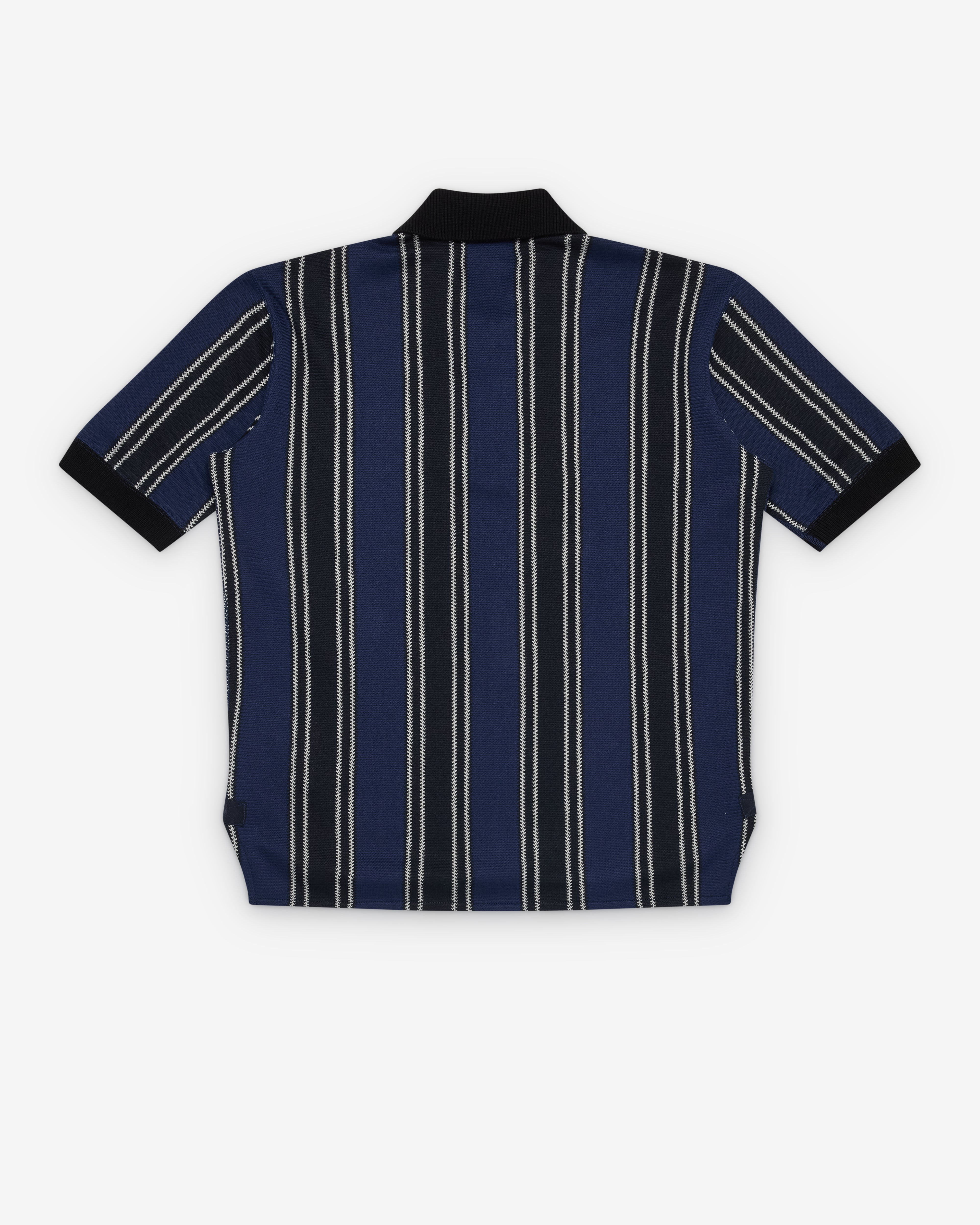 JUNYA WATANABE 半袖ボーダーポロシャツ Junya Watanabe Man: Men's Knit Short Sleeve Polo (Navy/Black