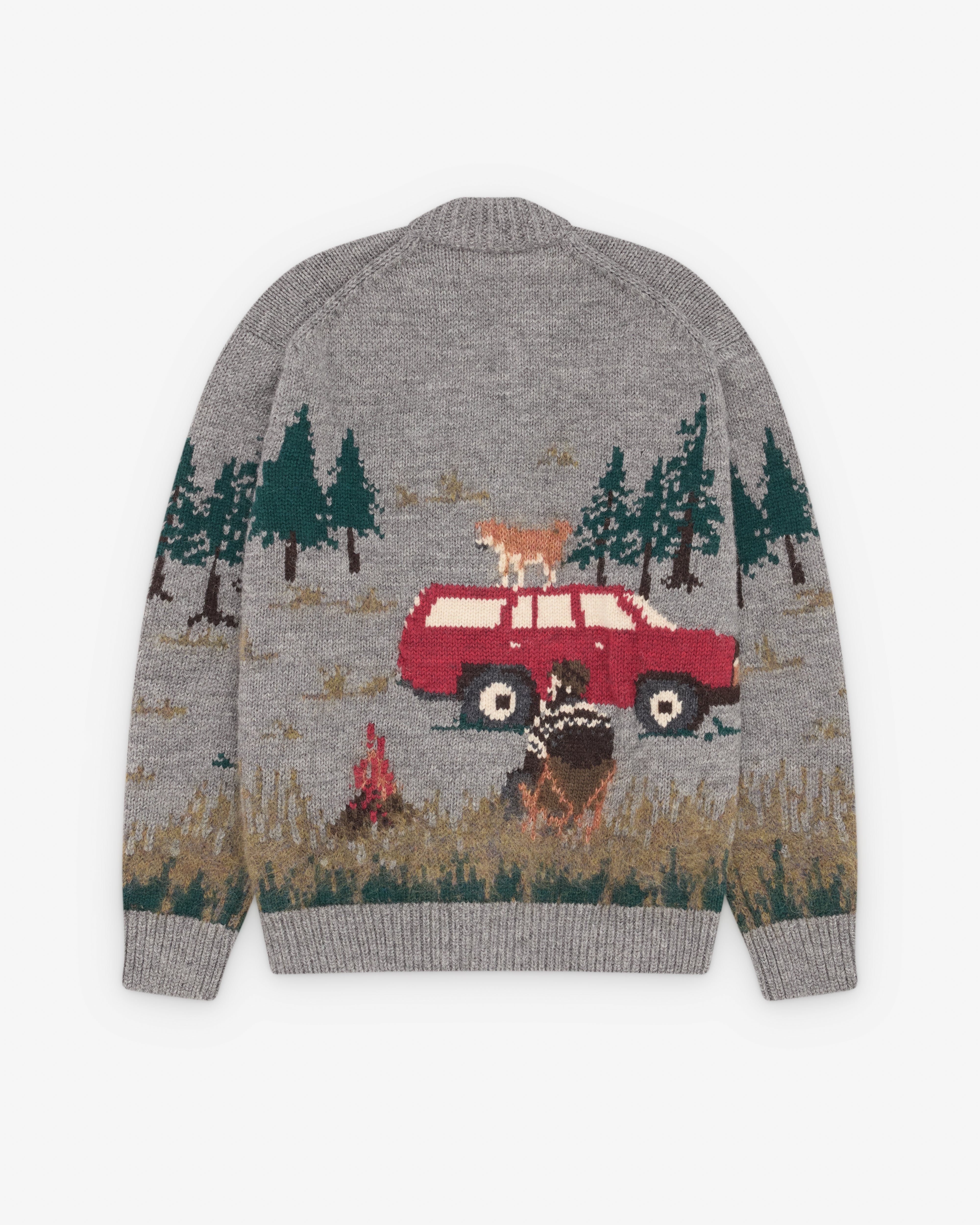 Junya Watanabe MAN: Men's Camping Cardigan (Grey/Green) | DSMNY E-SHOP
