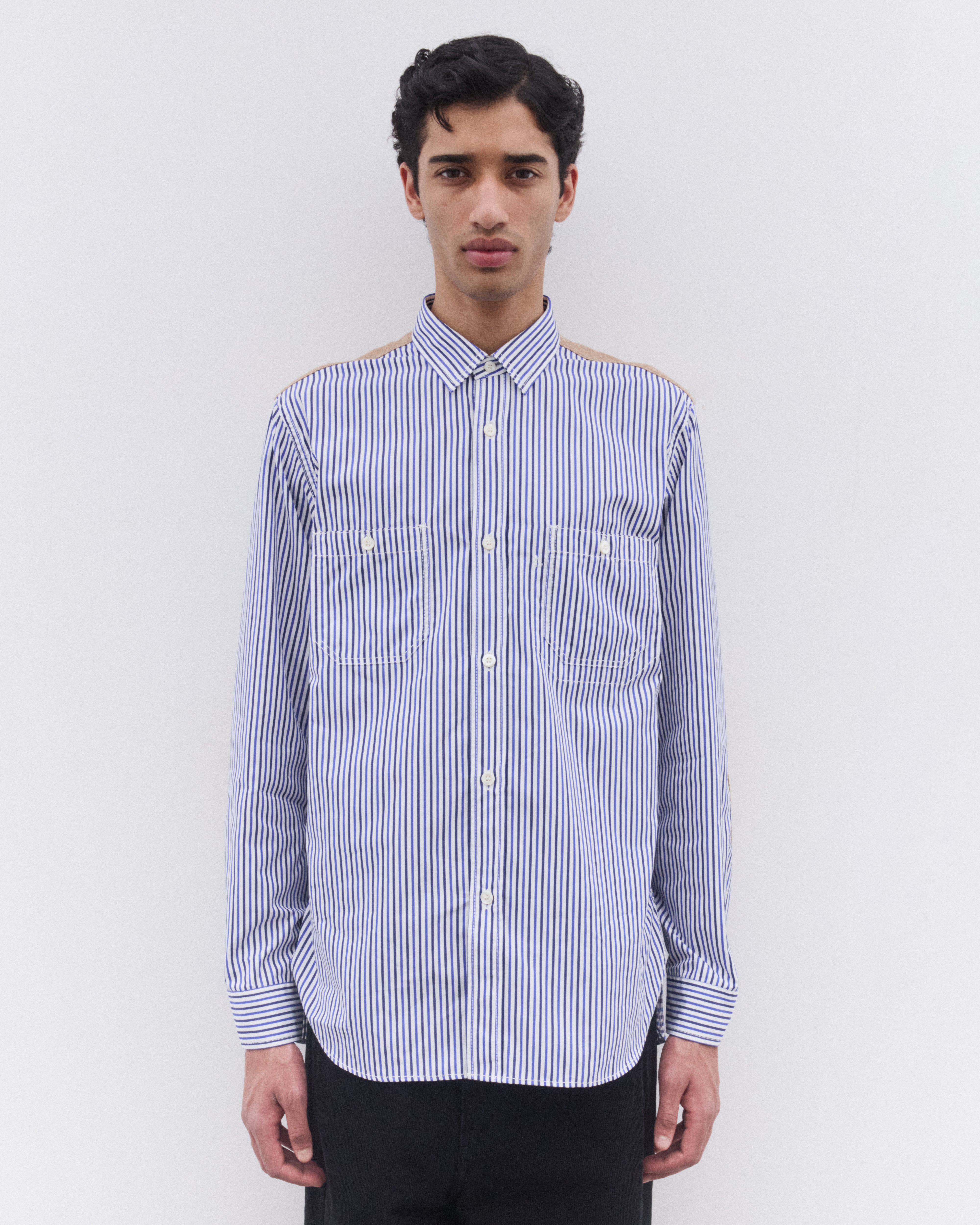 Junya Watanabe Man: Men's Pinstripe And Check Shirt (Multi