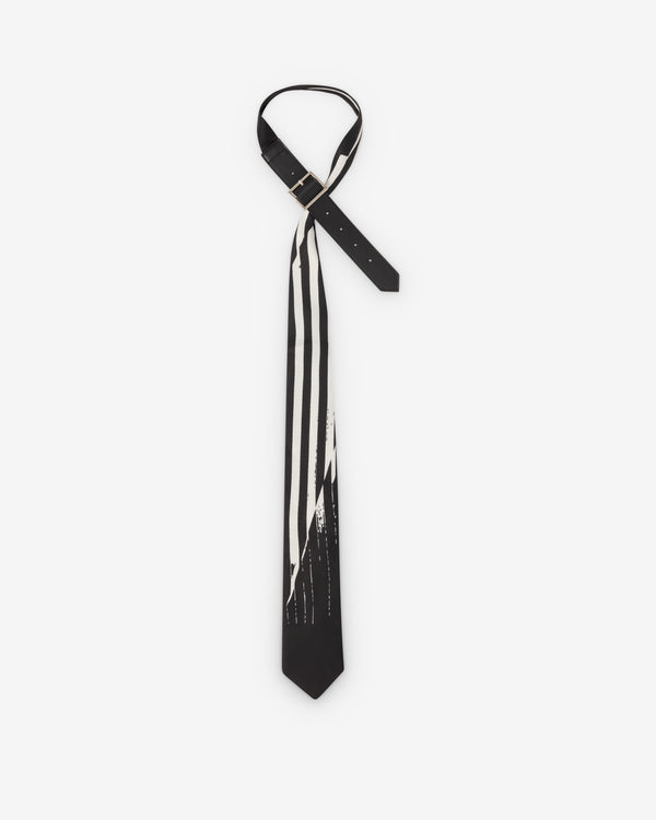 DSM Kei Ninomiya - Men's Printed Stripe Strap Tie - (Black/White)
