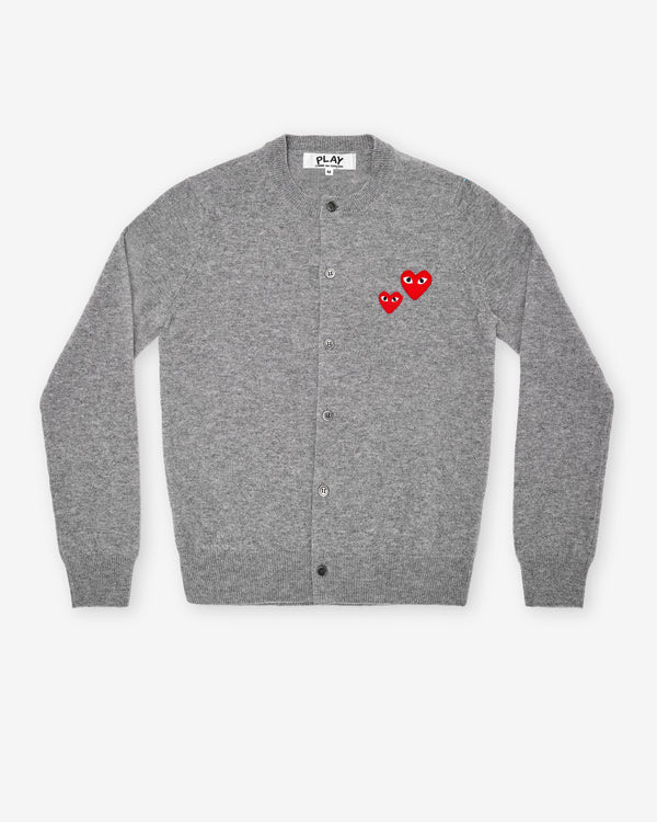 Play Comme des Garçons - Ladies’ Cardigan Double Heart - (Grey)
