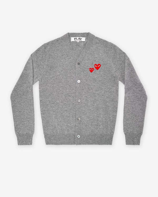 Play Comme des Garçons - Men’s Cardigan Double Heart - (Grey)