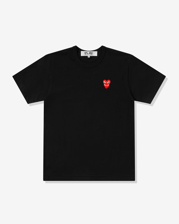Play Comme des Garçons - T-Shirt with Double Red Heart - (Black)