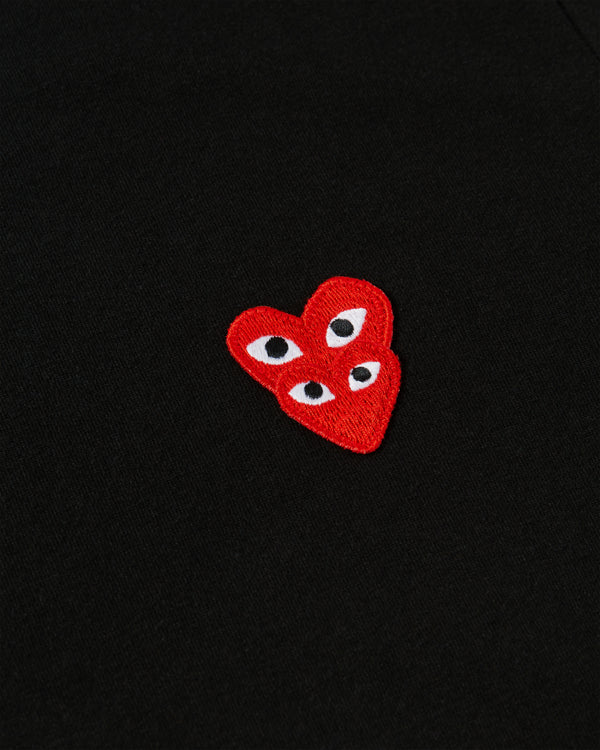 Play Comme des Garçons - T-Shirt with Double Red Heart - (Black)
