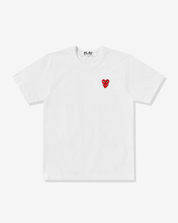 Play Comme des Garçons - T-Shirt with Double Red Heart - (White)