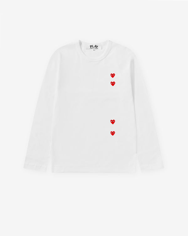 Play Comme des Garçons - Multi Red Heart Longsleeve T-Shirt - (White)