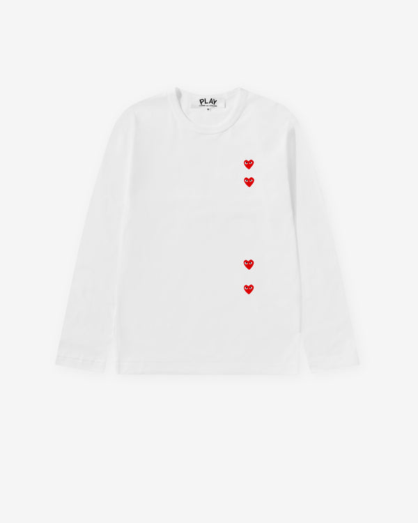 Play Comme des Garçons - Multi Red Heart Longsleeve T-Shirt - (White)