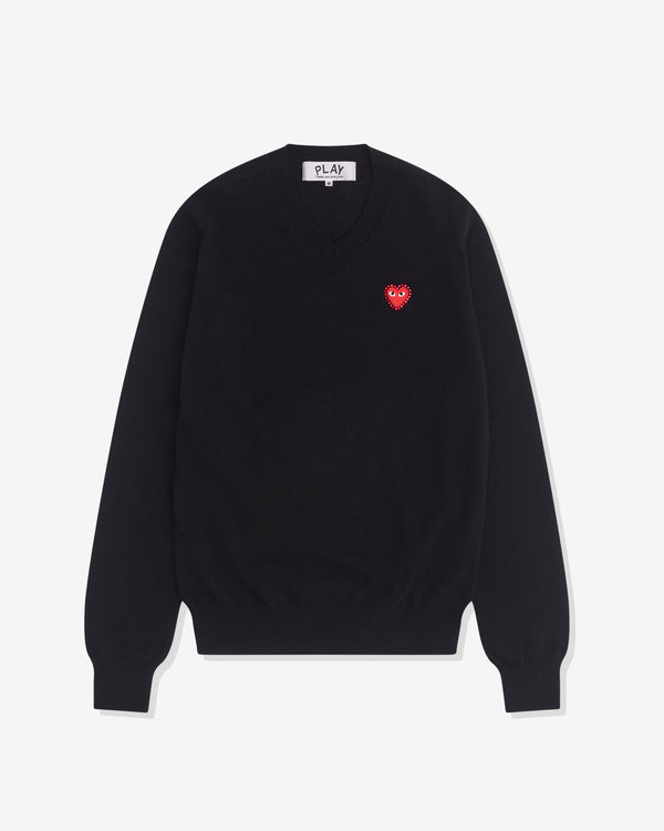 Play Comme des Garçons - Red Rhinestone Emblem Sweater - (Black)