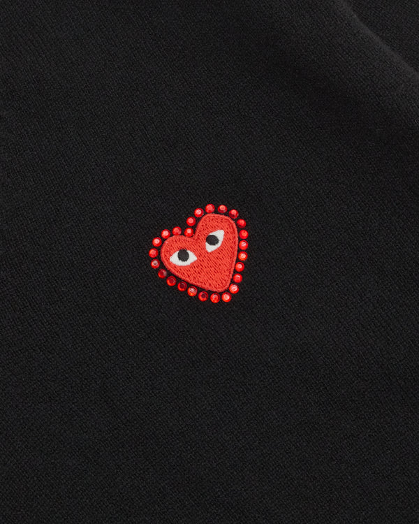 Play - Rhinestone Round-Neck Cardigan - (Black)