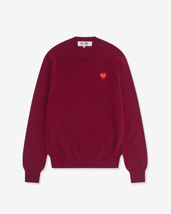 Play Comme des Garçons - Red Rhinestone Emblem Sweater - (Burgundy)