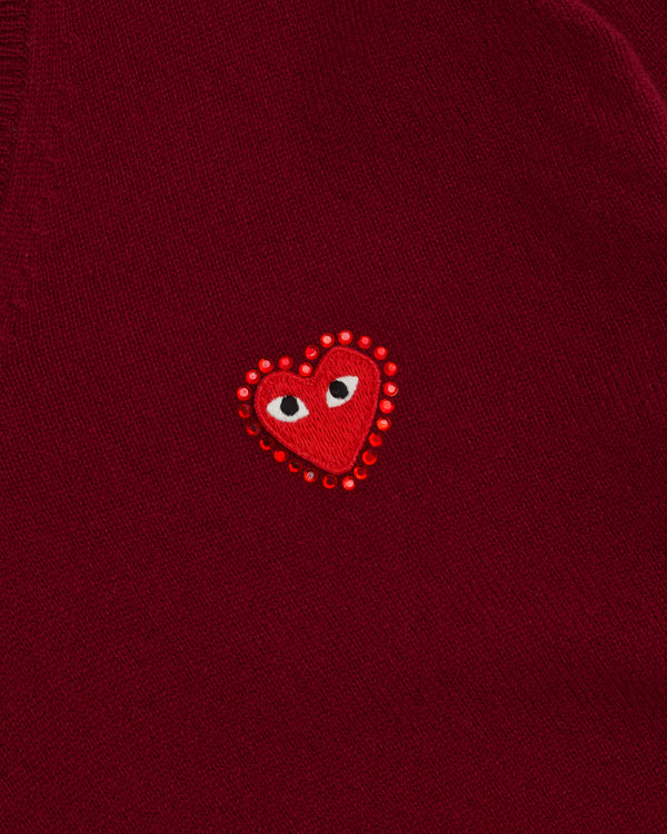 Play - Red Rhinestone Emblem Sweater - (Burgundy)