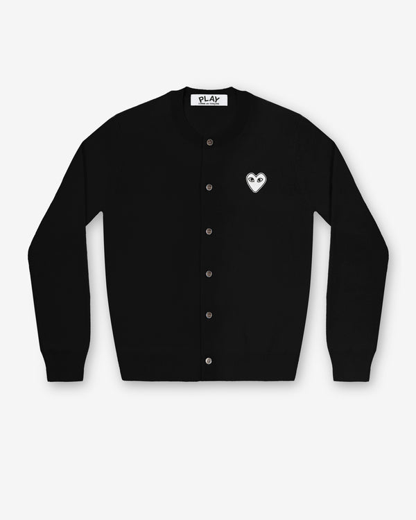 Play Comme des Garçons - White Heart Ladies’ Cardigan - (Black)