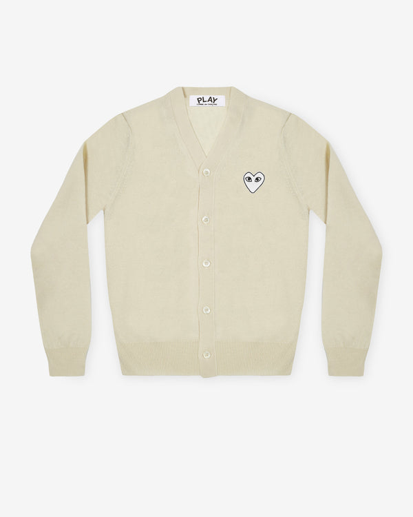 Play - Men's White Heart Cardigan - (Natural)