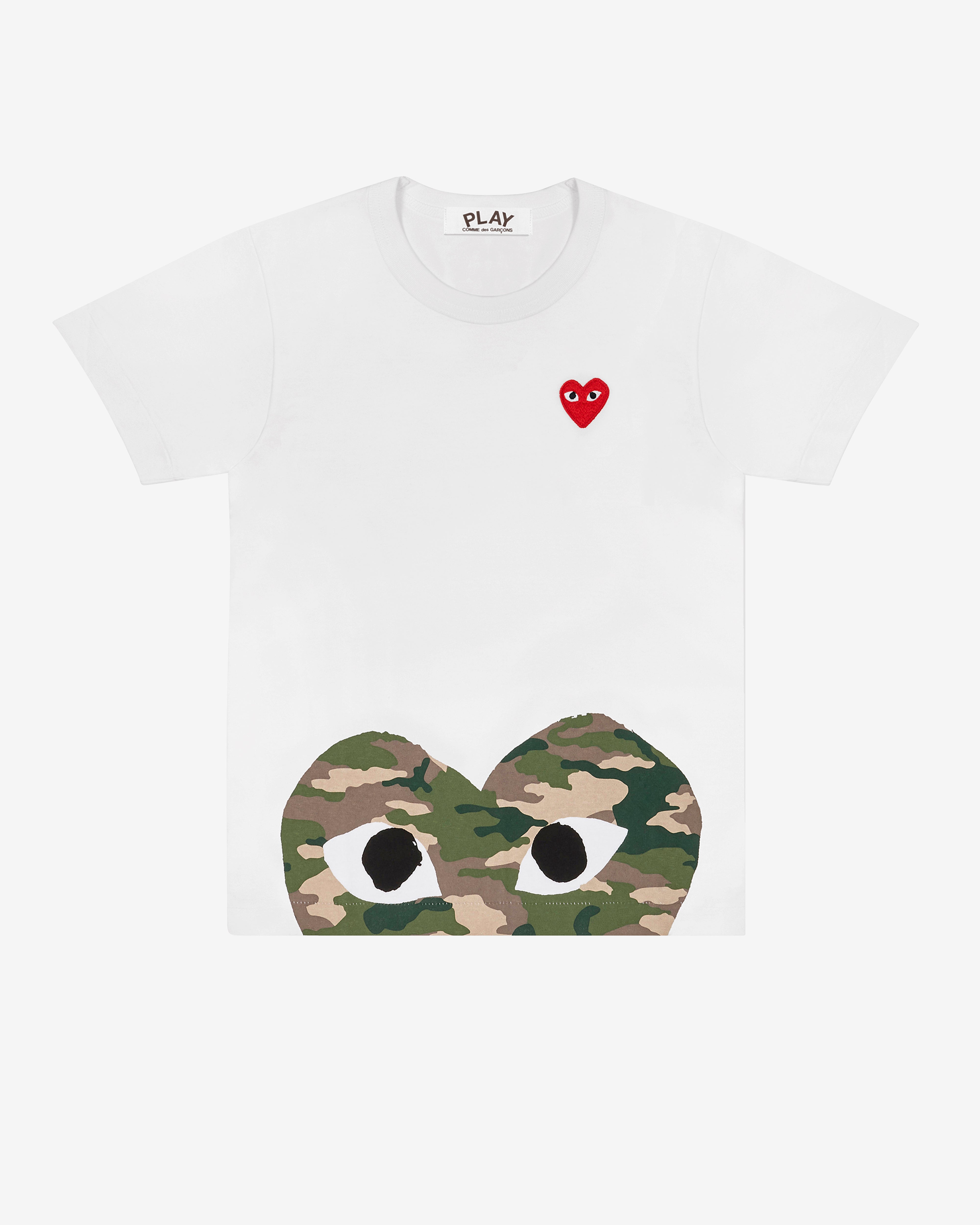 PLAY COMME des GARÇONS M Tシャツ Play Comme des Garçons: Camouflage Edge Heart T-Shirt (White
