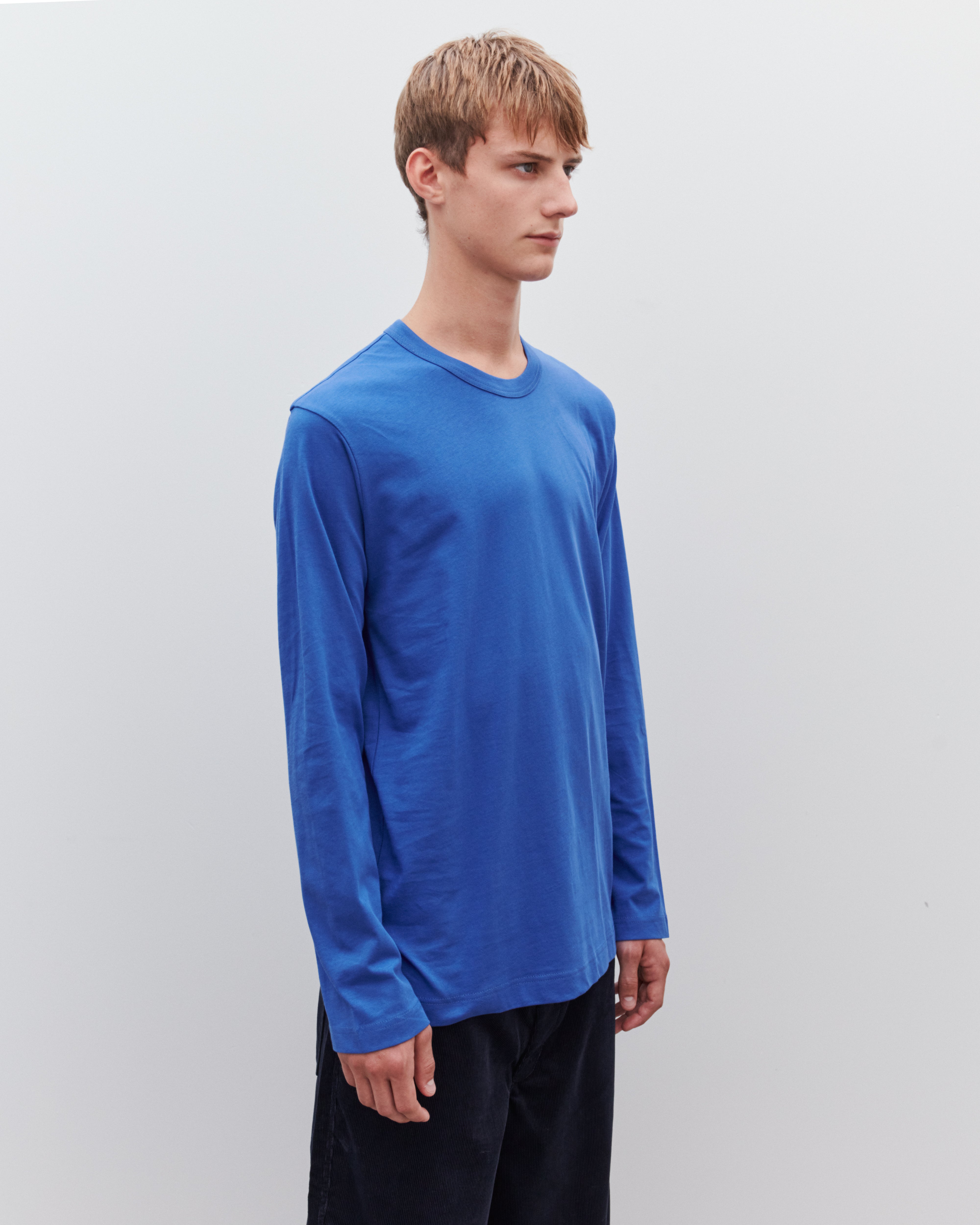 CDG Shirt: Men's Long Sleeve Logo T-Shirt (Blue) | DSMNY E-SHOP