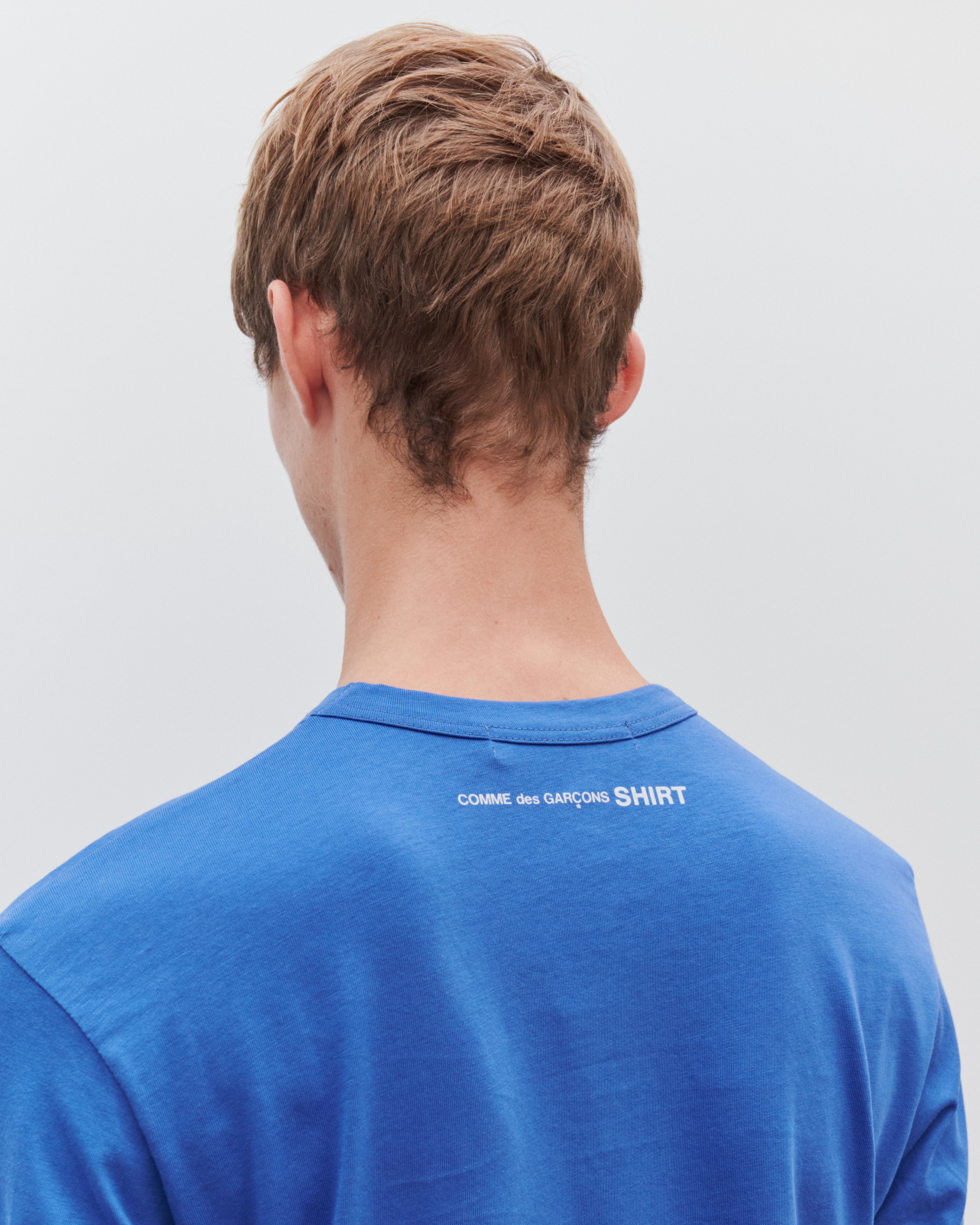 CDG Shirt: Men's Long Sleeve Logo T-Shirt (Blue) | DSMNY E-SHOP