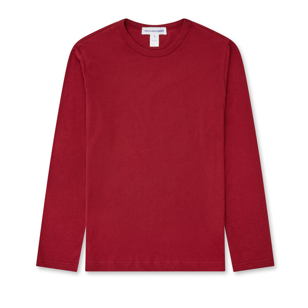 CDG Shirt - Rear Logo Long Sleeve T-Shirt - (Burgundy)