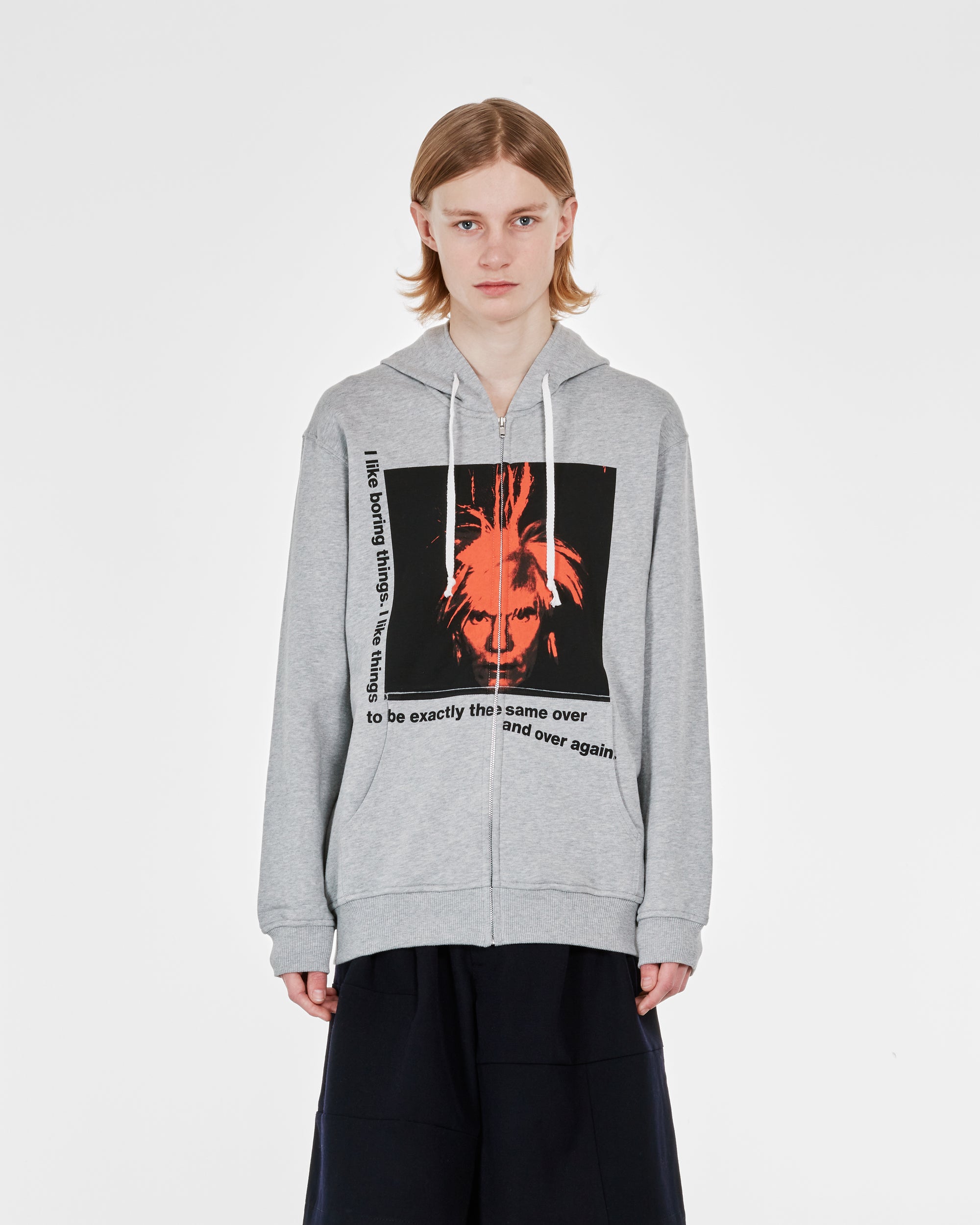 CDG Shirt - Andy Warhol Men's Hooded Sweatshirt - (Grey/Print J) view 2