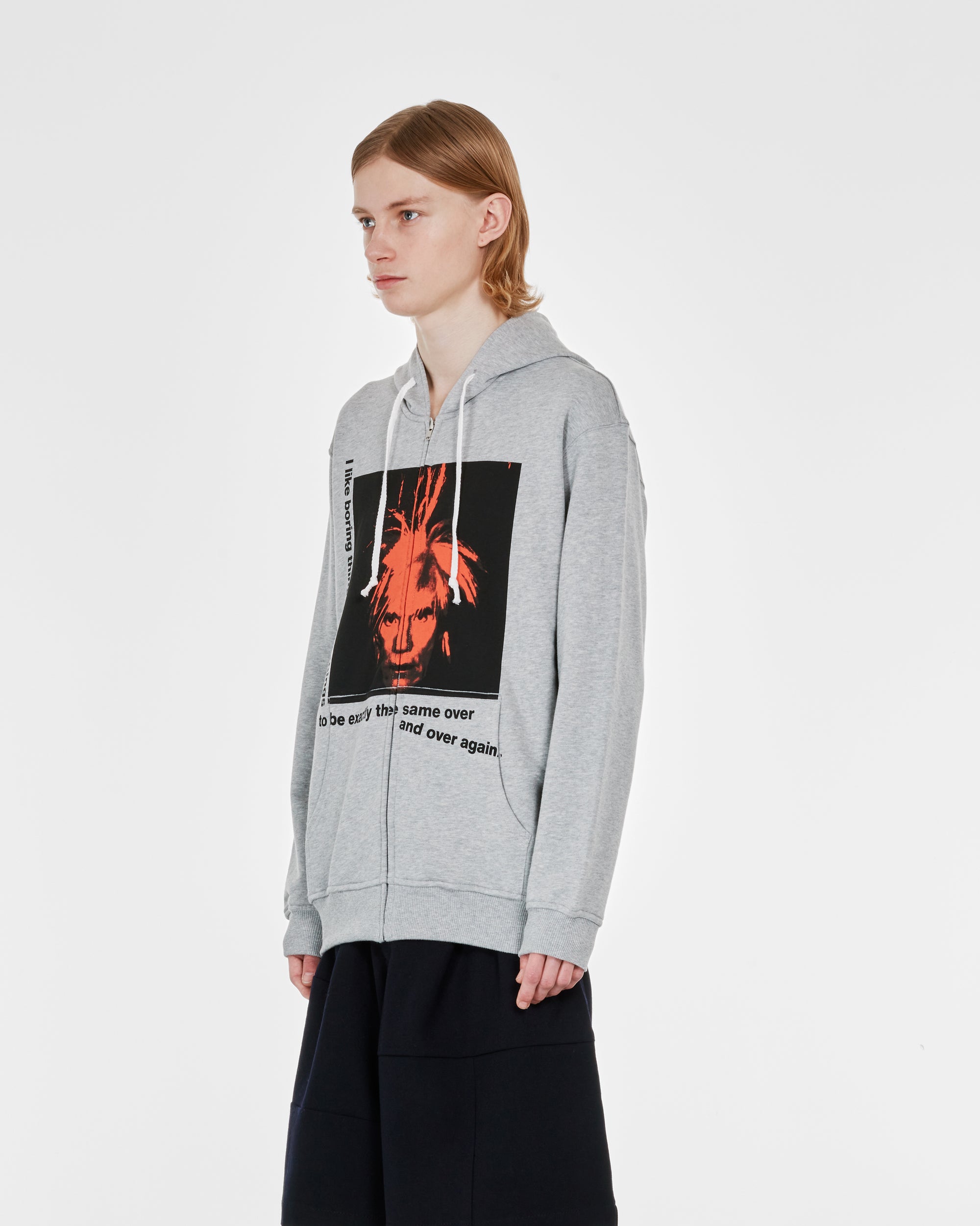 CDG Shirt - Andy Warhol Men's Hooded Sweatshirt - (Grey/Print J) view 3