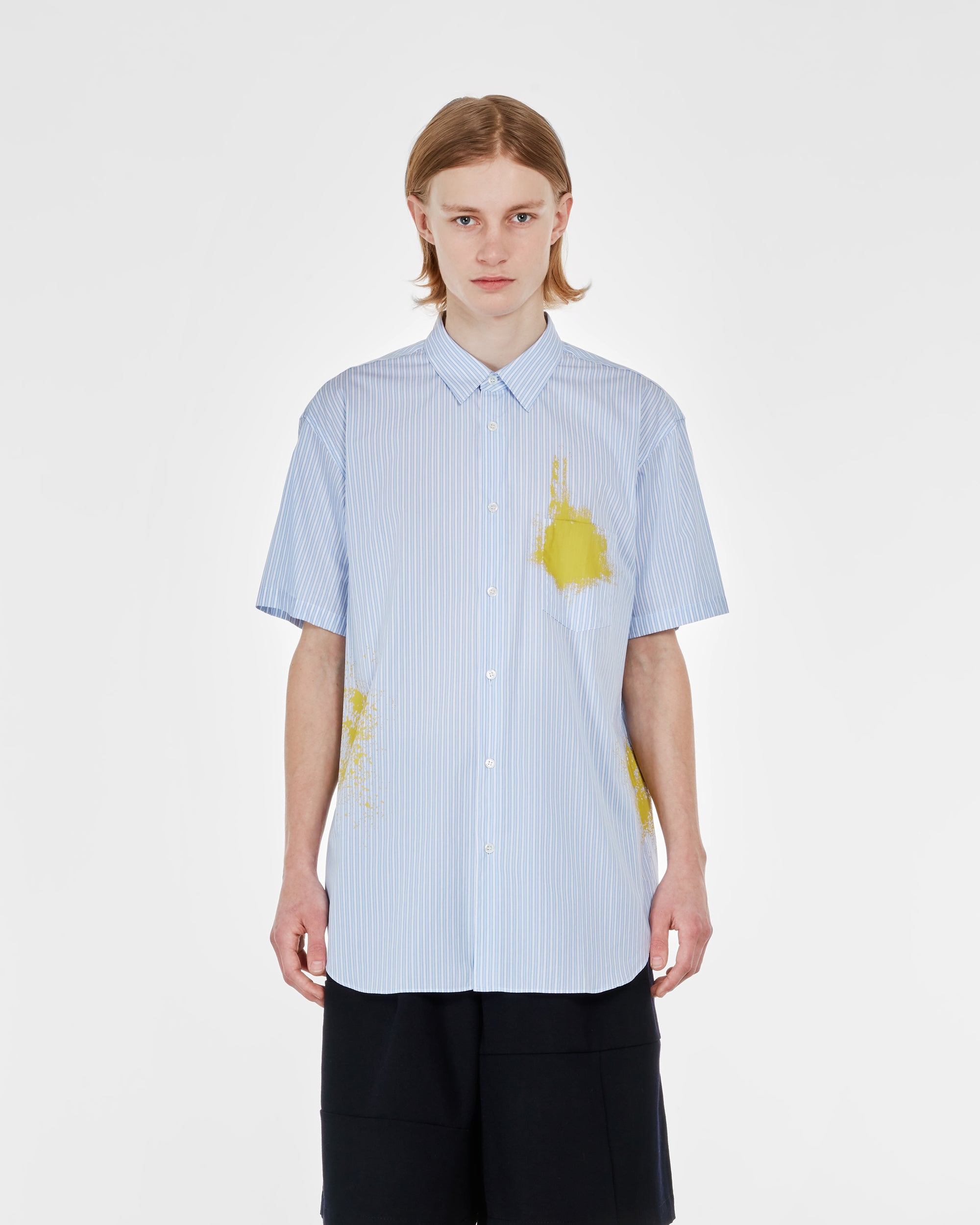 CDG Shirt - Men's Cotton Poplin Garment Printed Short Sleeve Shirt - (Stripe) view 2