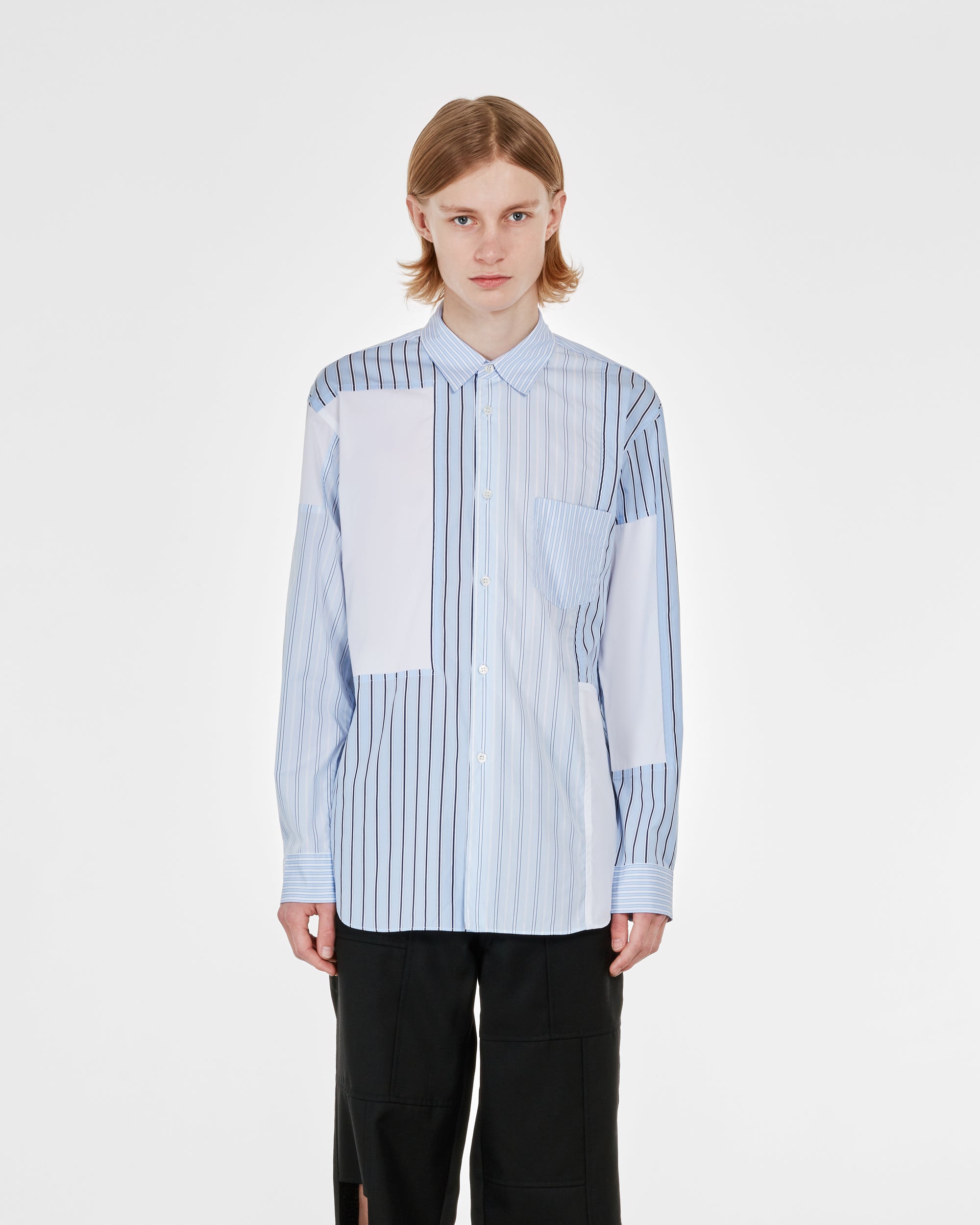 CDG Shirt - Men's Cotton Stripe Poplin Shirt - (White) view 2