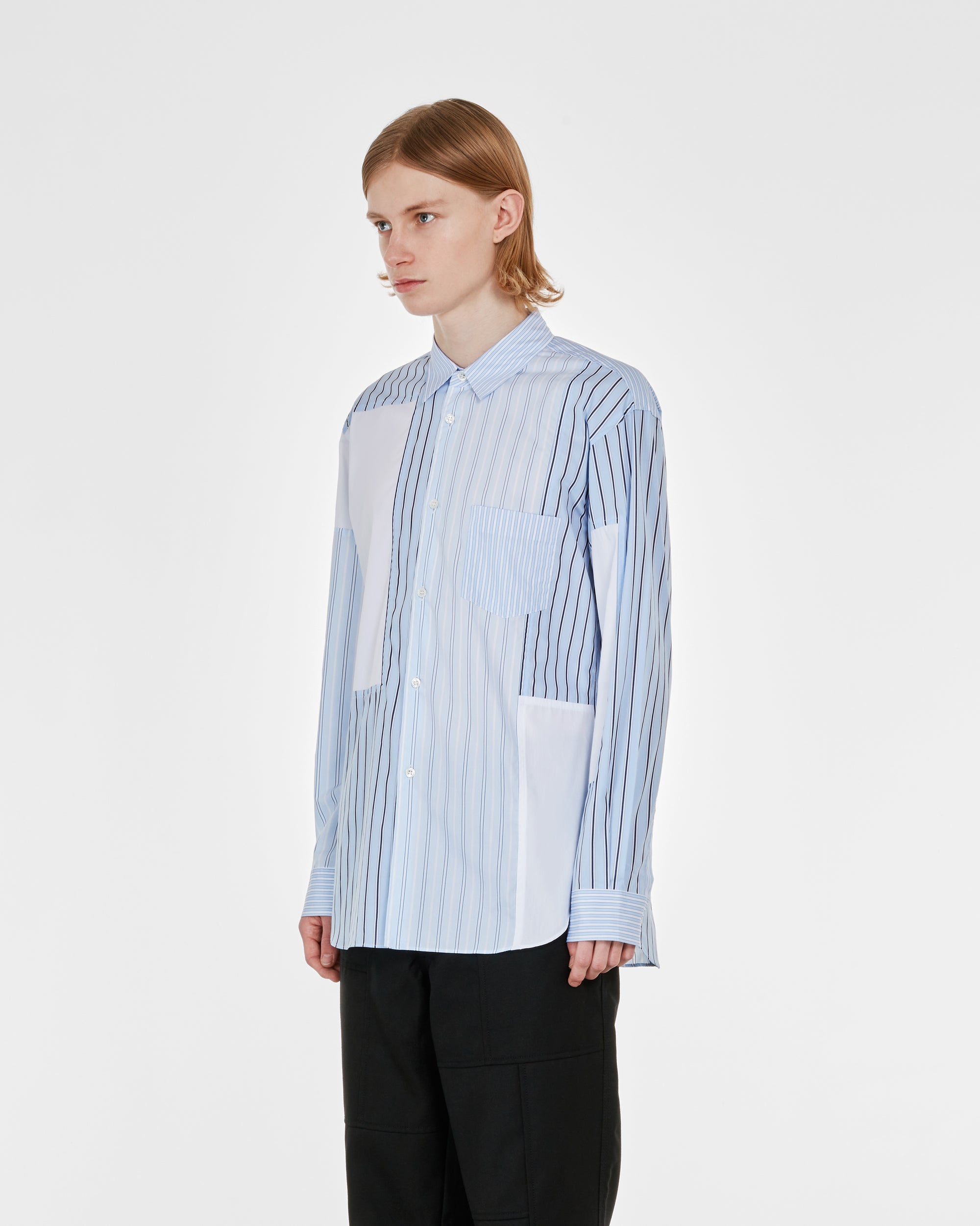 CDG Shirt - Men's Cotton Stripe Poplin Shirt - (White) view 3