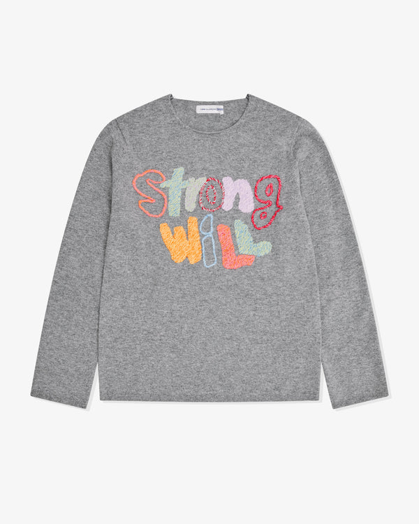 CDG Shirt - Men's Strong Will Embroidered Wool Sweatshirt - (Grey)