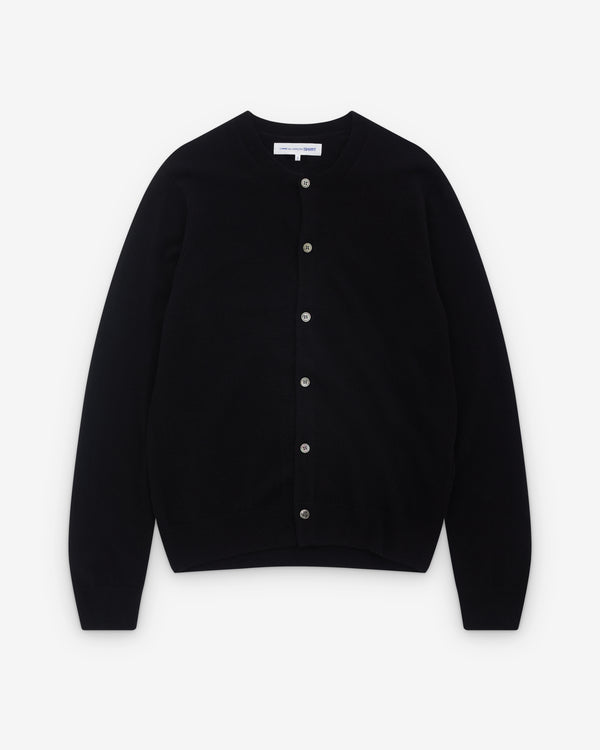CDG Shirt Forever - Men's Round Neck Lambswool Cardigan - (Black)